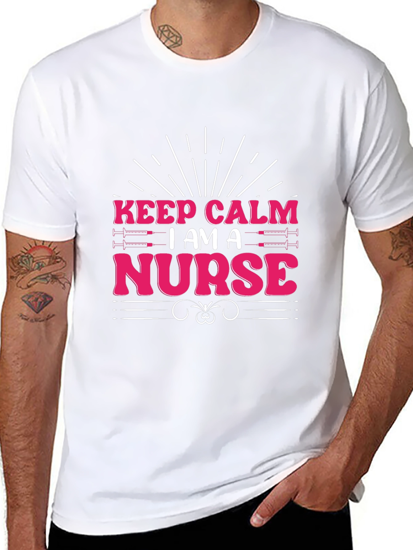 Black Keep Calm I am a Nurse T-Shirt view 8