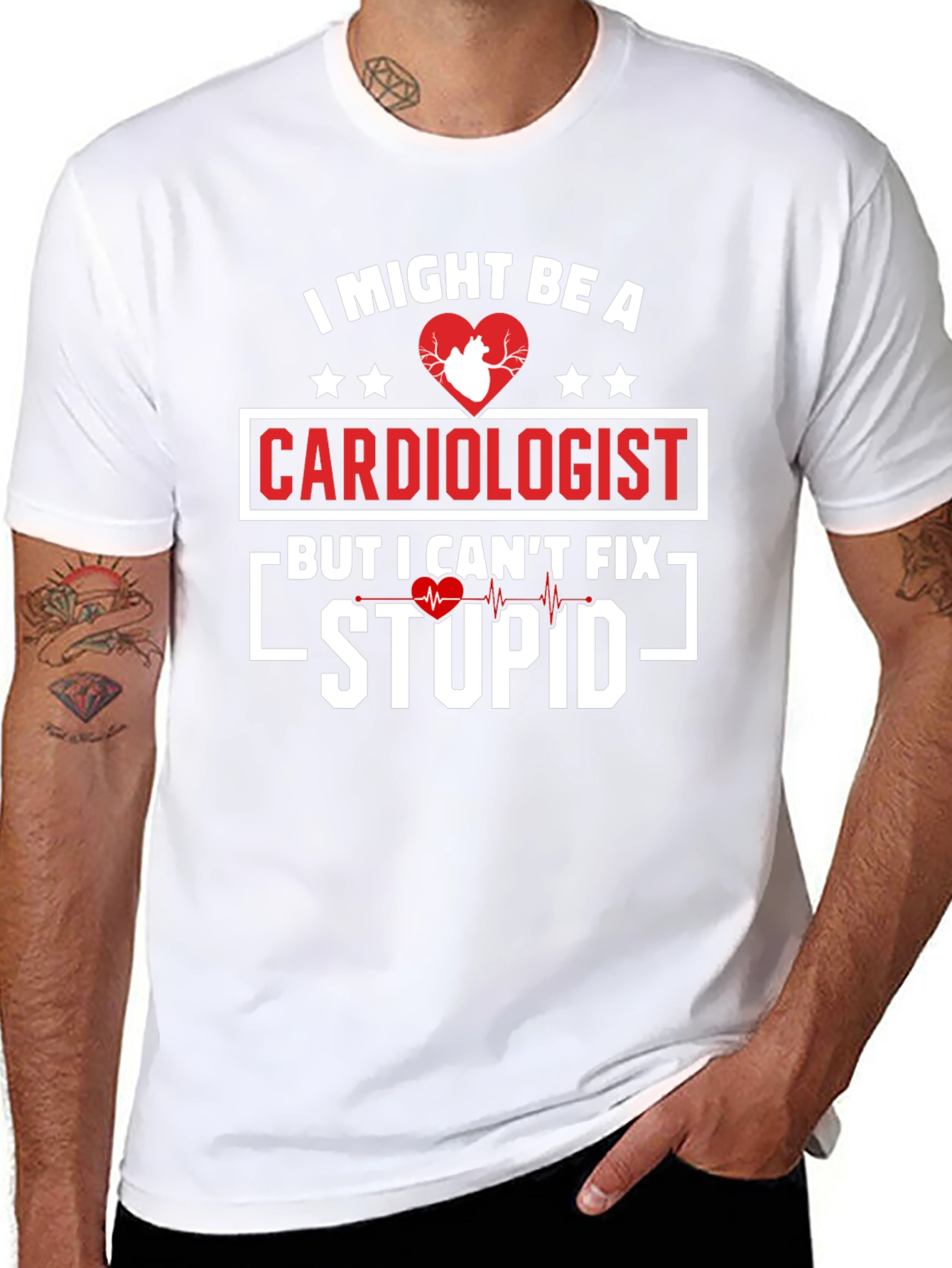 Black Cardiologist Humor Graphic T-Shirt view 8