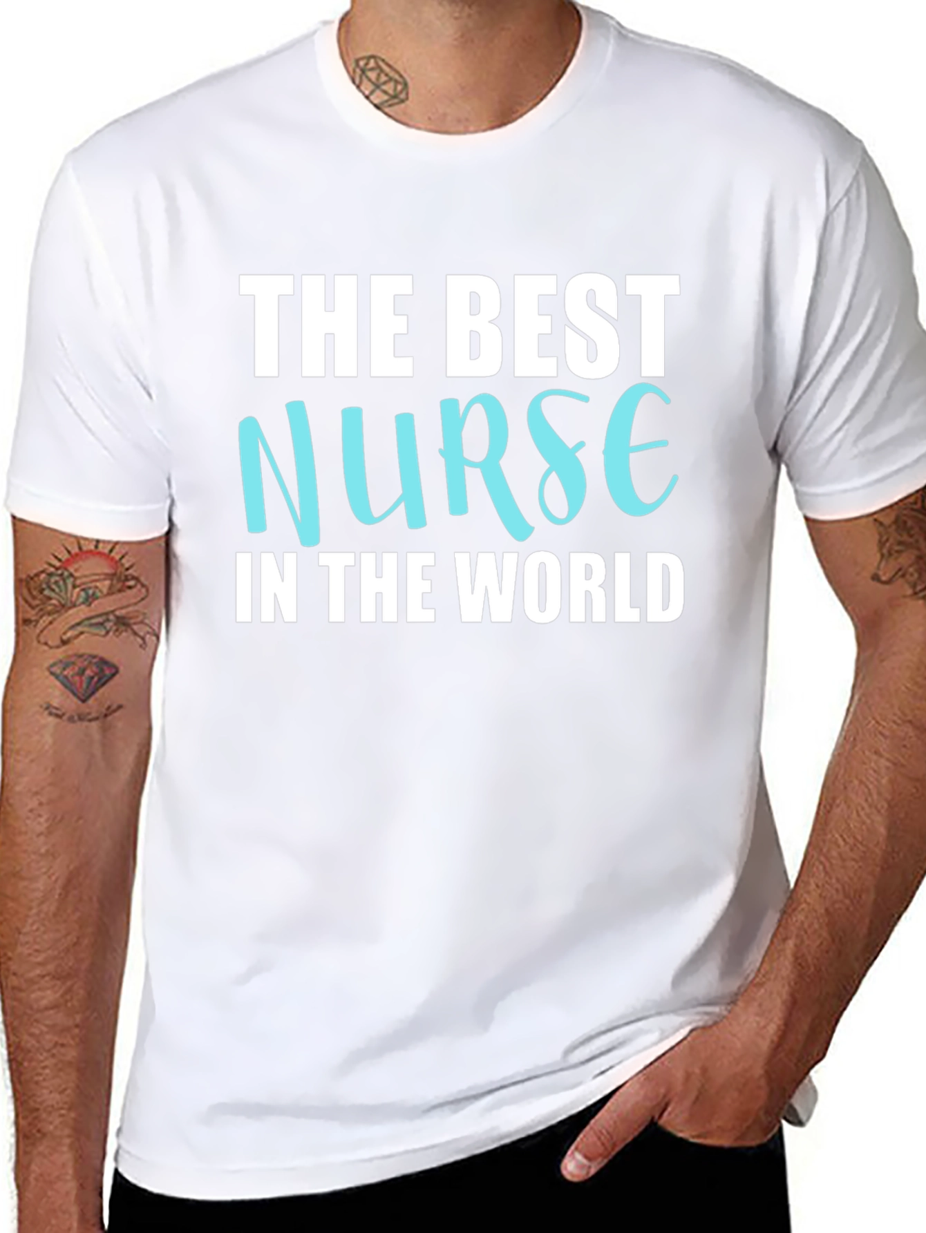 Black Best Nurse in the World Black Graphic Tee Shirt view 8