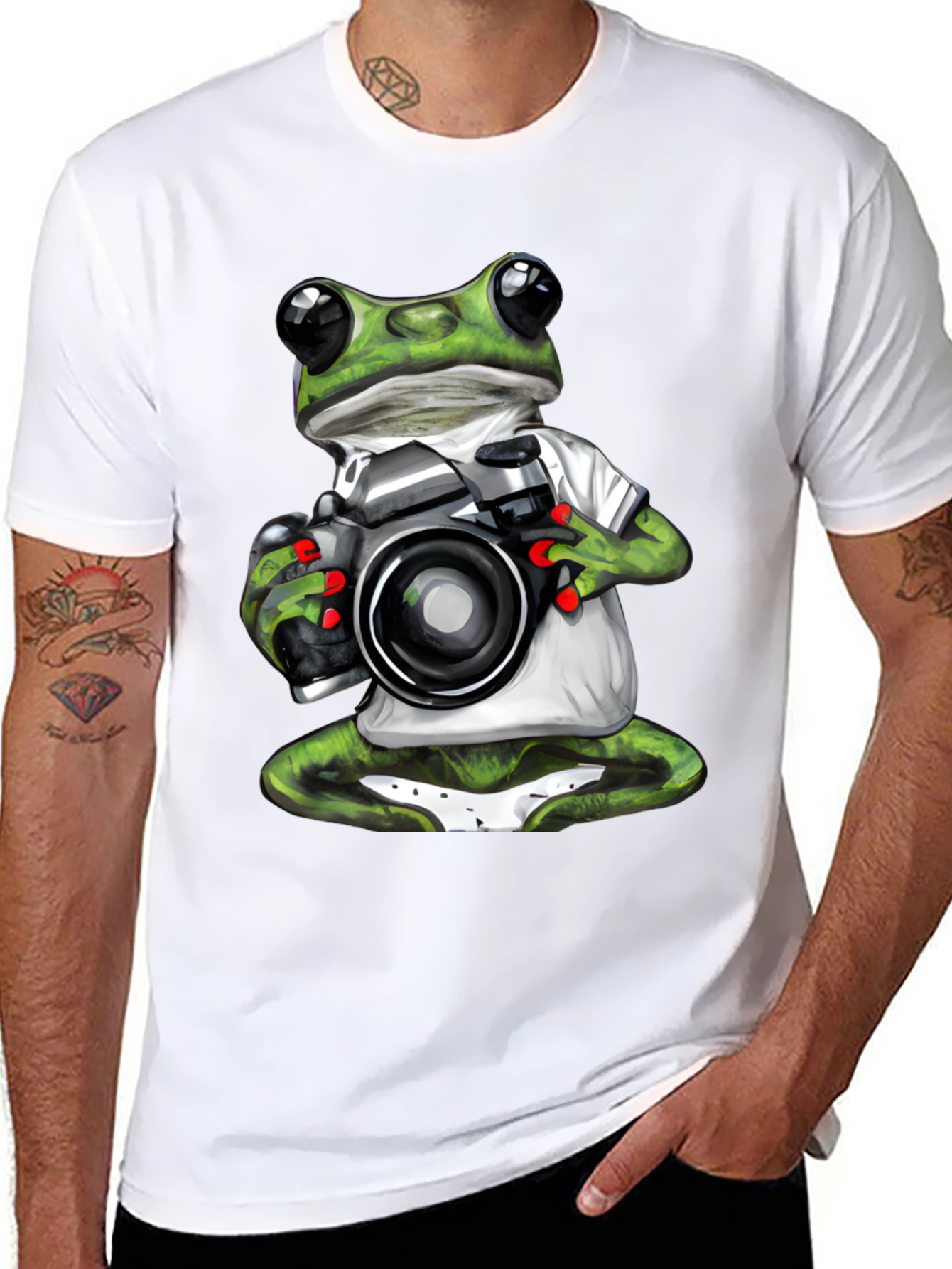 Black Frog Photographer Graphic T-Shirt - Unique Novelty Tee view 8
