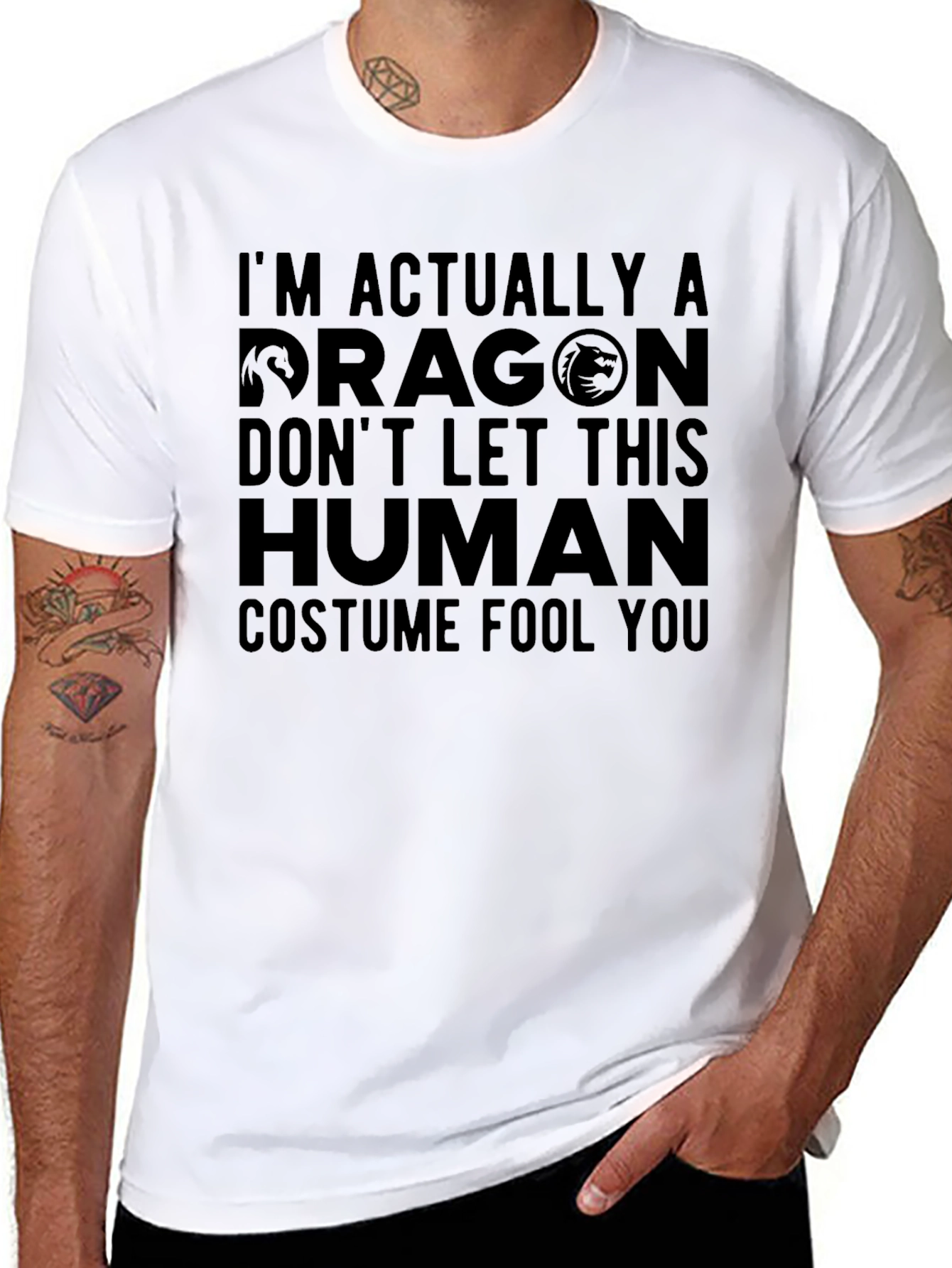 Black I'm Actually a Dragon T-Shirt - Funny Costume Tee view 8