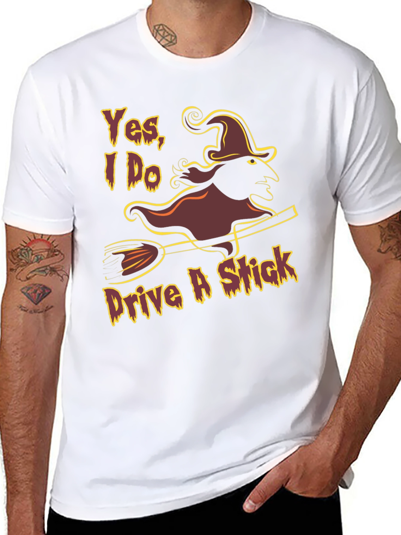 Black Yes, I Do Drive A Stick Witch Graphic T-Shirt view 8