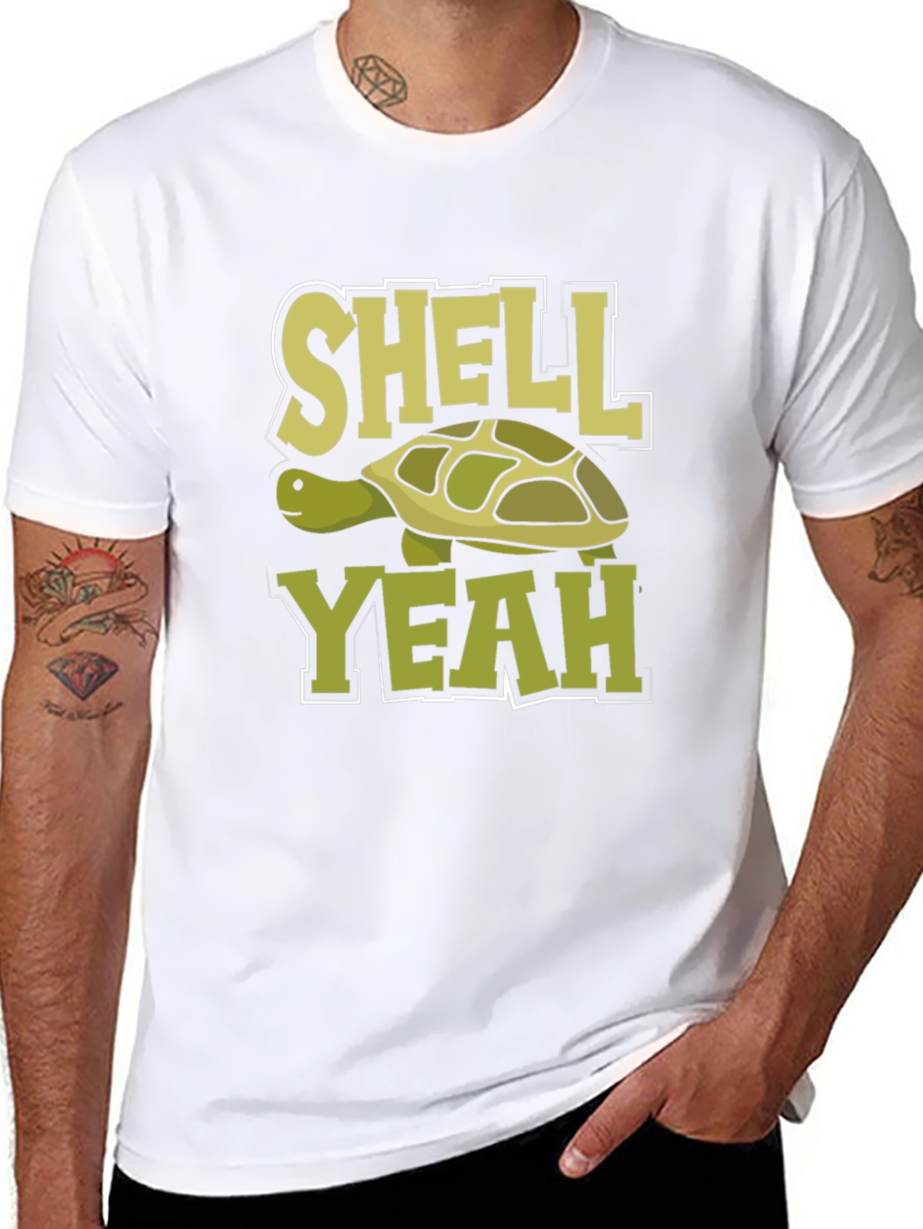Black Shell Yeah! Funny Turtle Graphic Novelty T-Shirt view 8