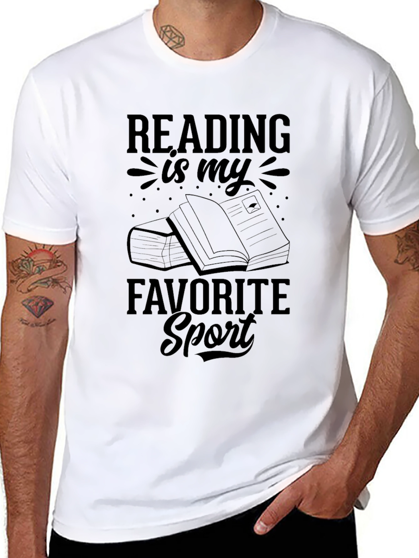 Black Reading Is My Favorite Sport Graphic T-Shirt view 8