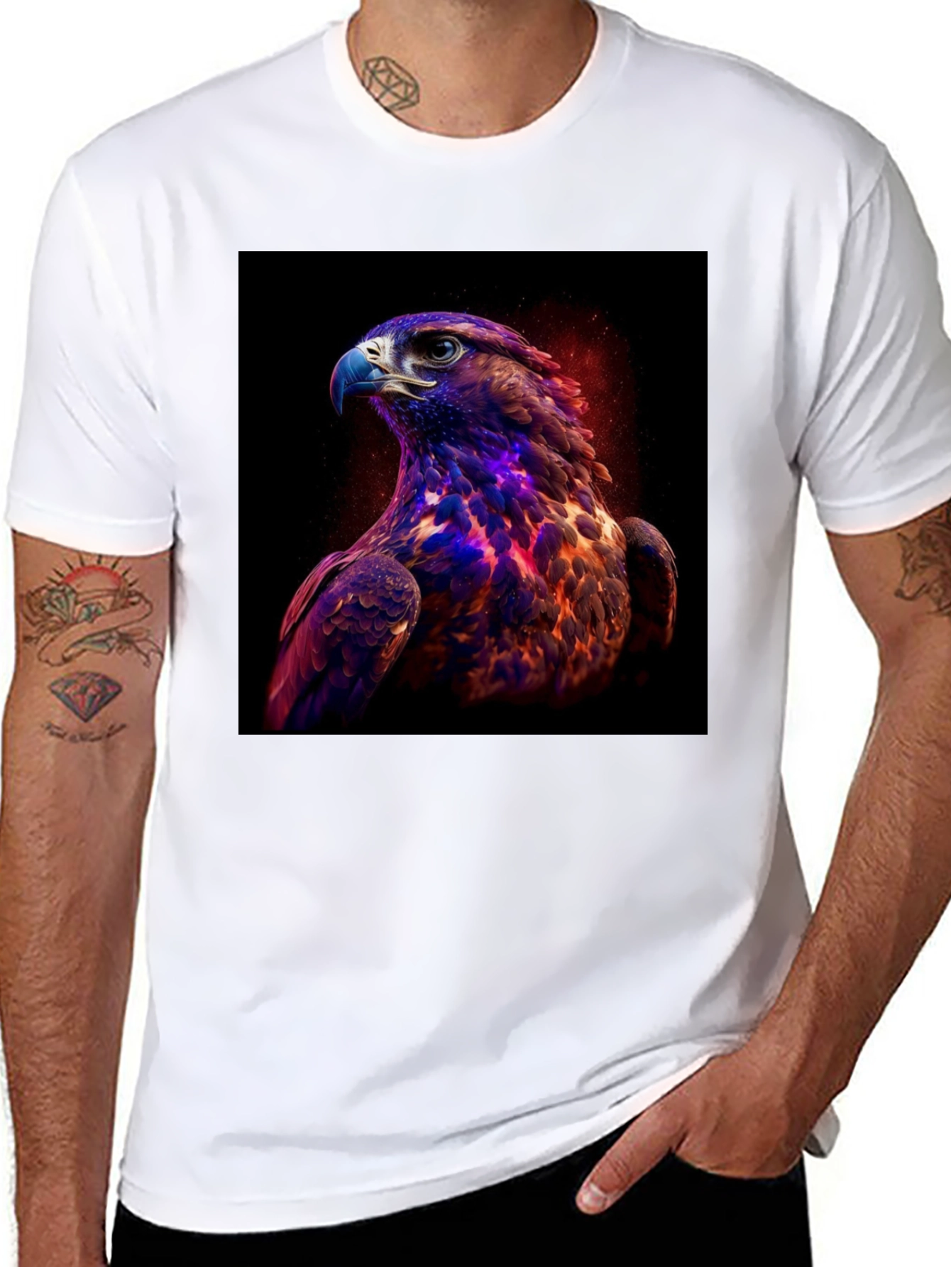 Cosmic Eagle Graphic Black T-Shirt - 8