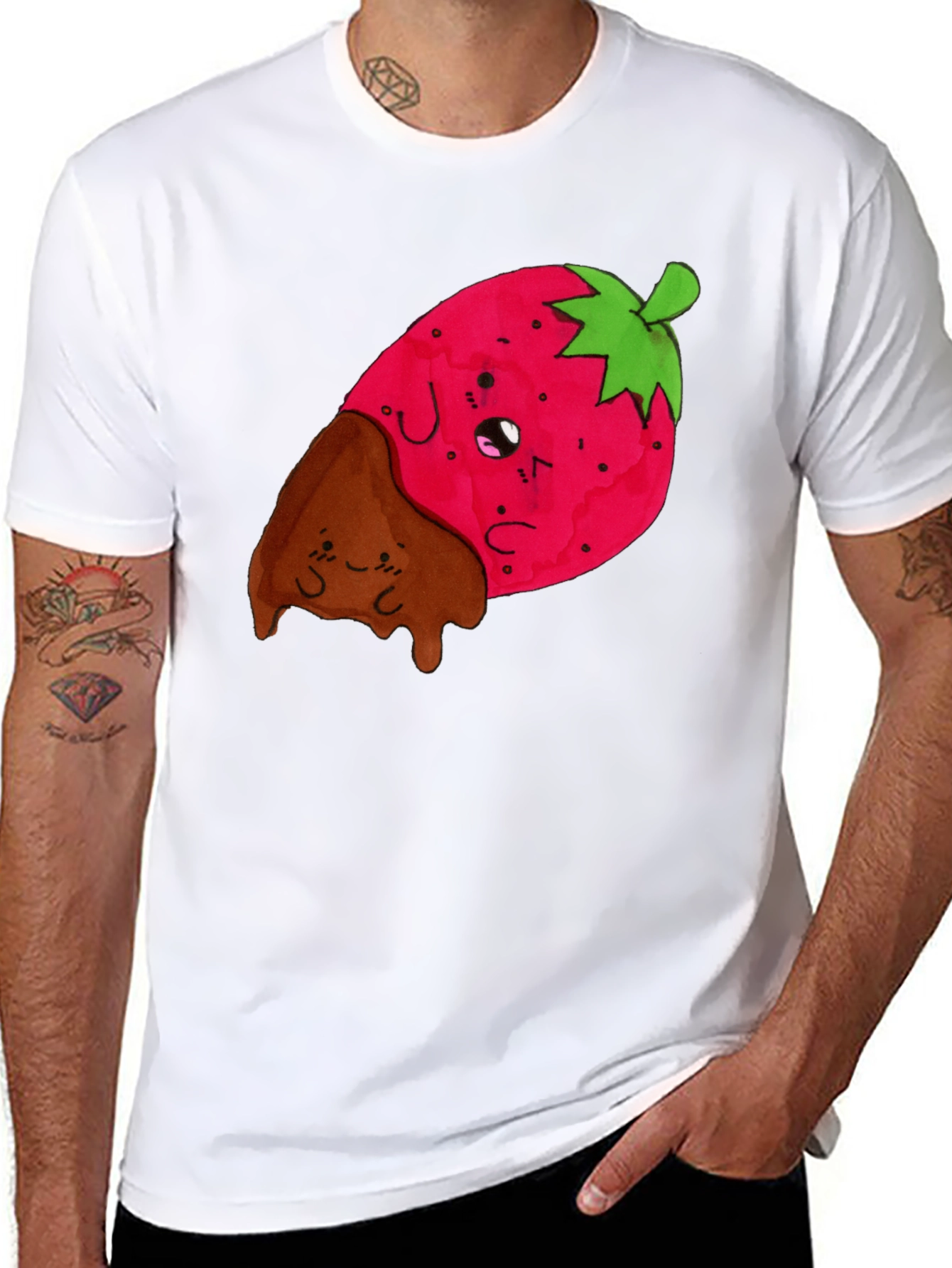 Black Strawberry Dipped in Chocolate Graphic Tee view 8