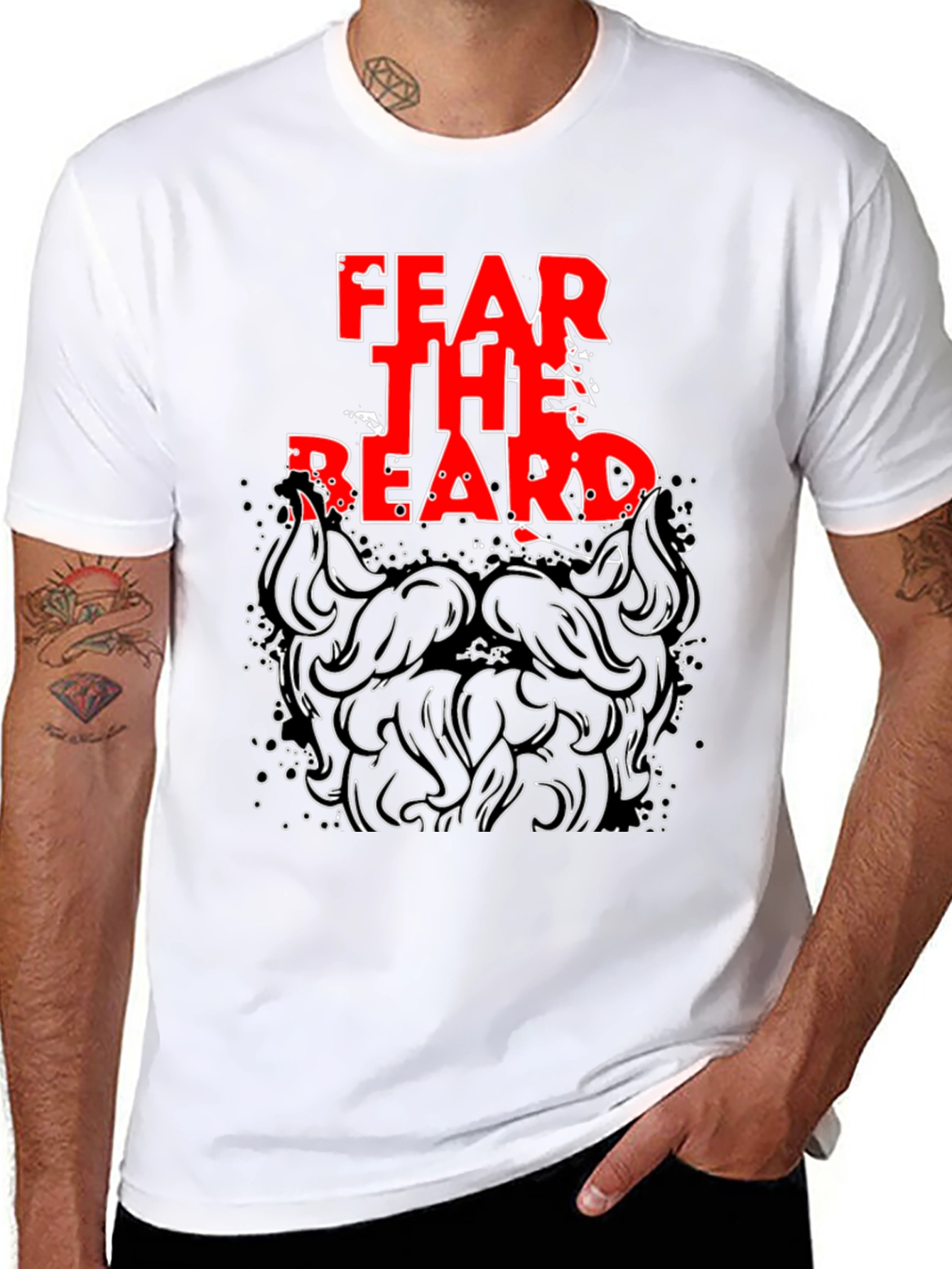 Black Fear The Beard T-Shirt - Black Cotton Tee view 8
