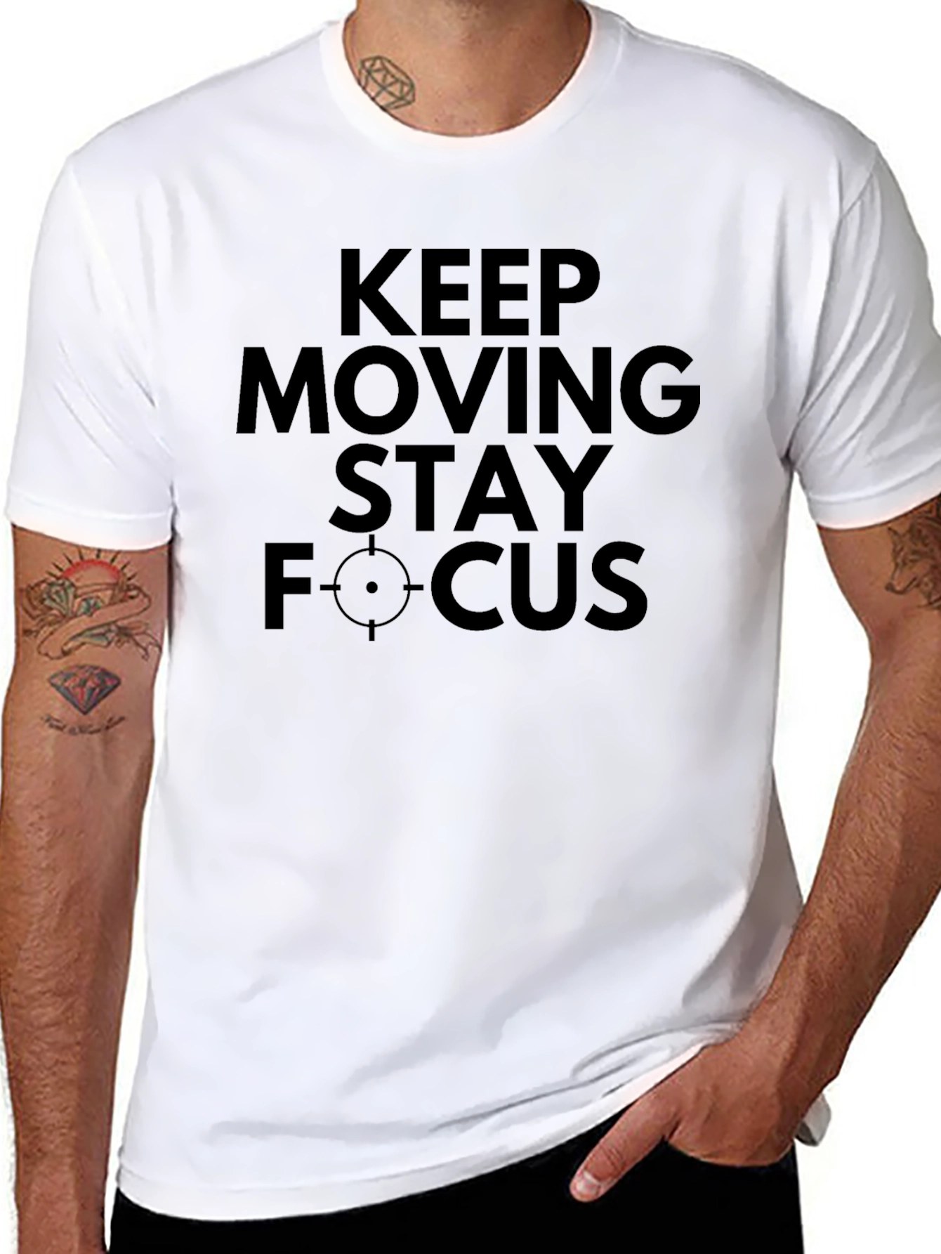 Black Keep Moving Stay Focus T-Shirt view 8