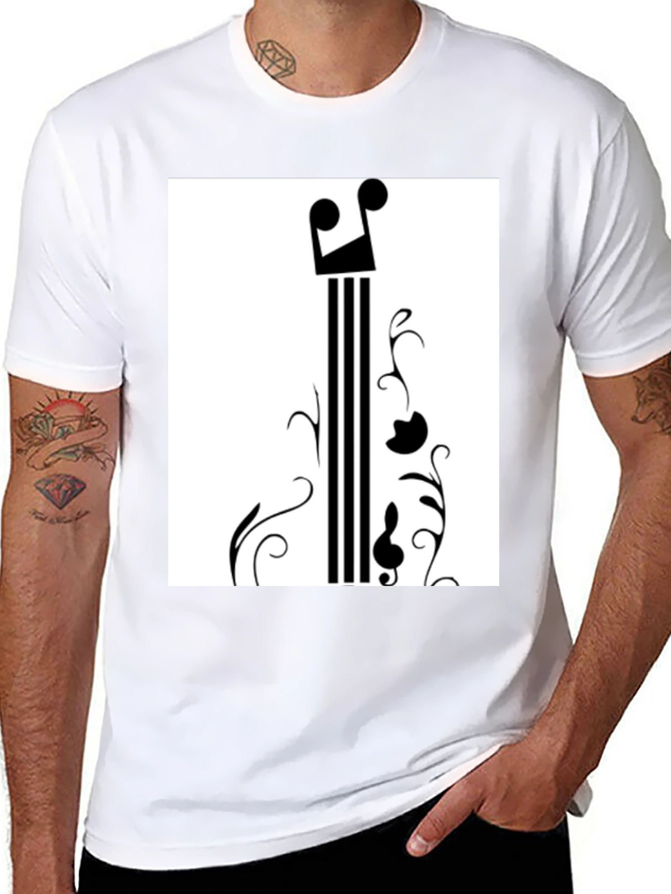 Black Music Note Graphic Black T-Shirt view 8