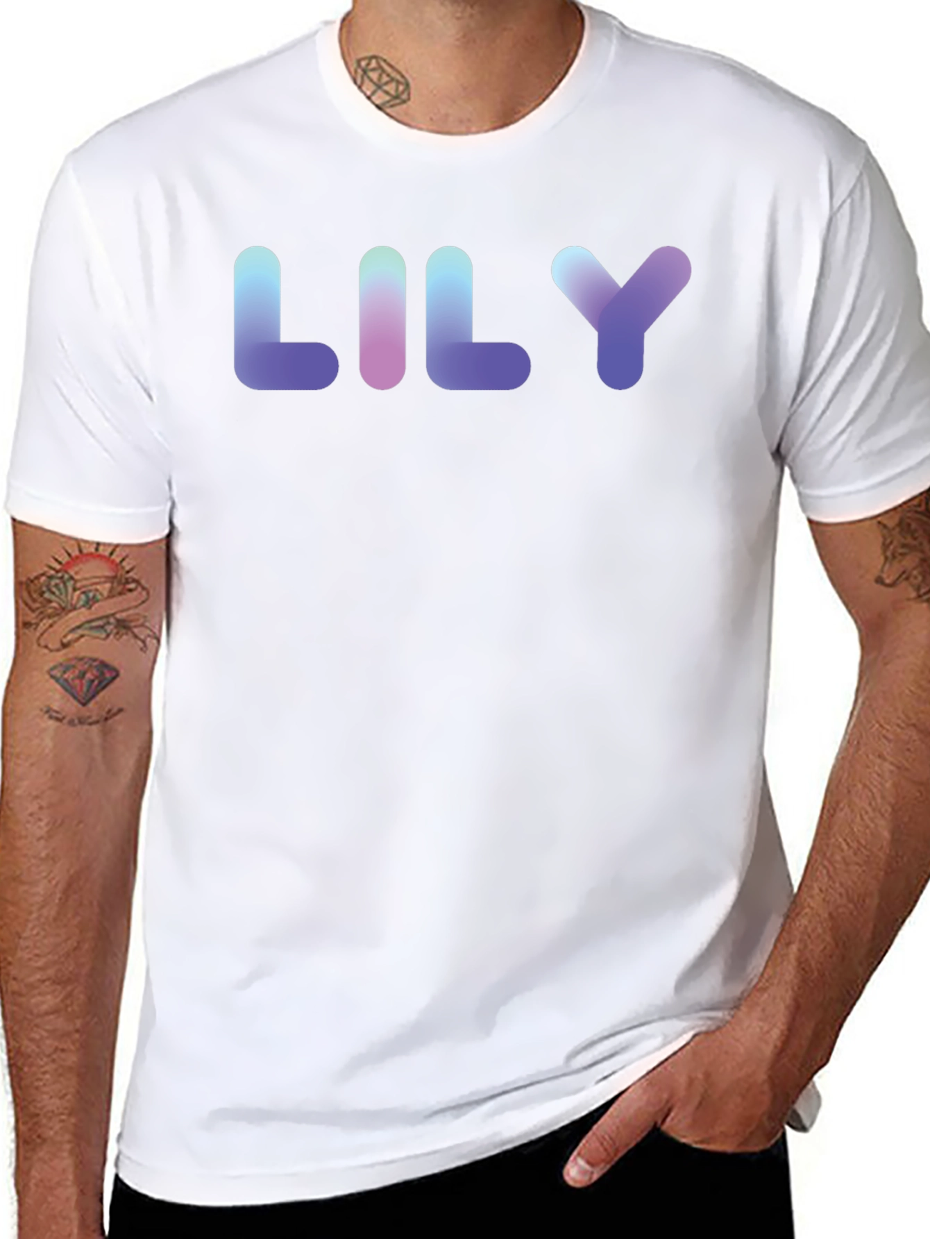 LILY Gradient Text Black T-Shirt - 8
