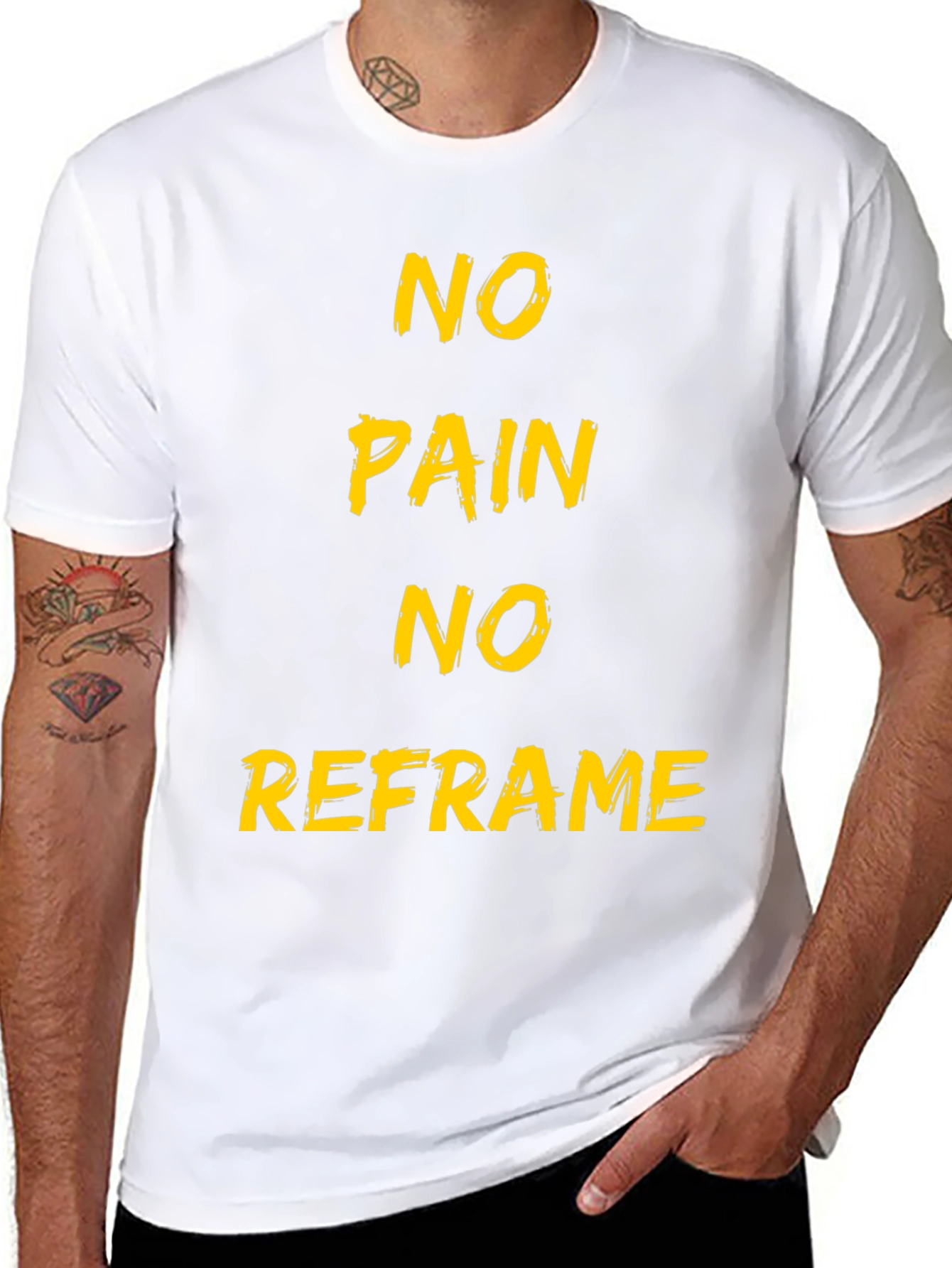 Black No Pain No Reframe Black T-Shirt view 8