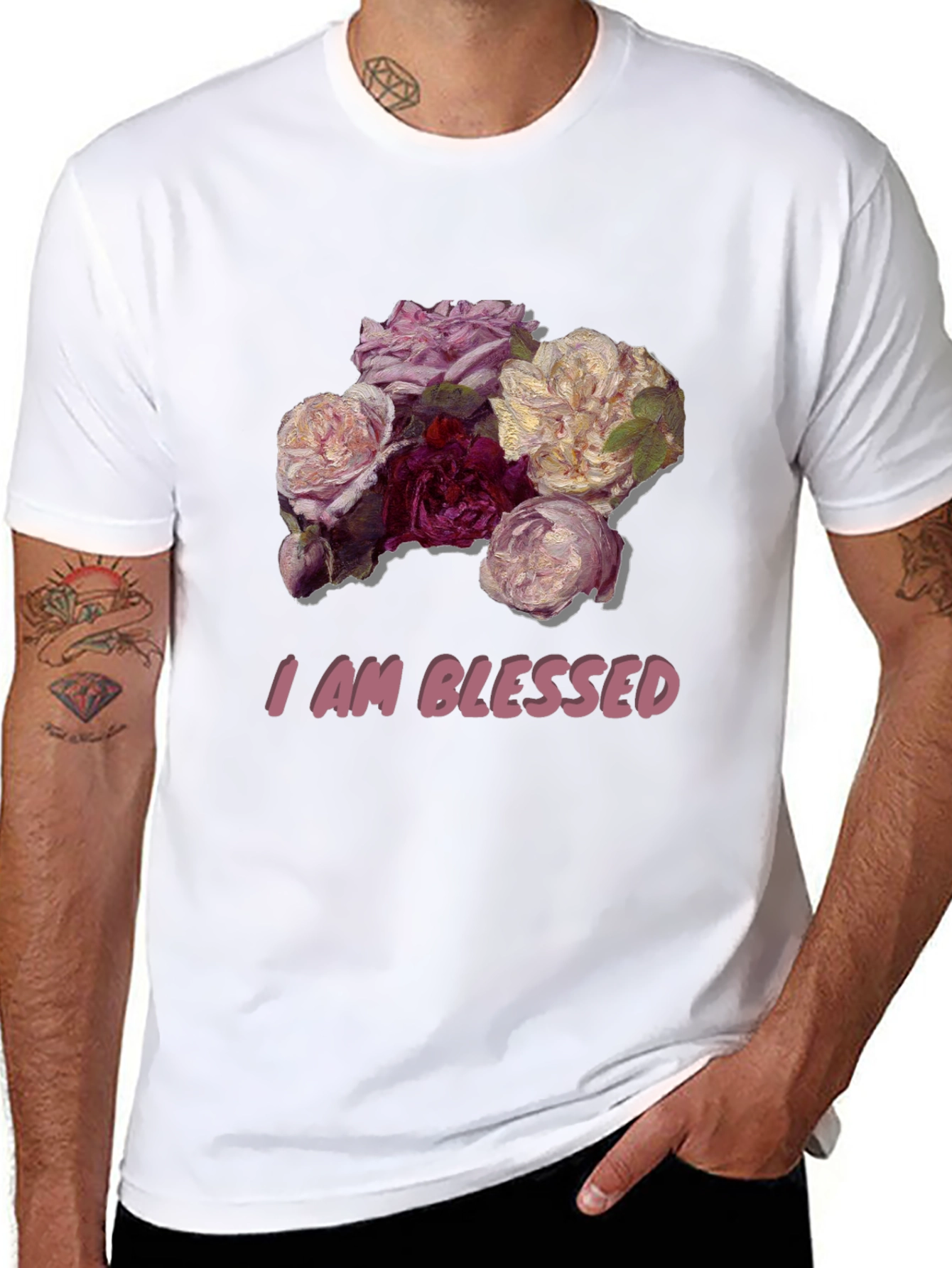 Black Floral Blessed T-Shirt - Stylish Graphic Tee view 8