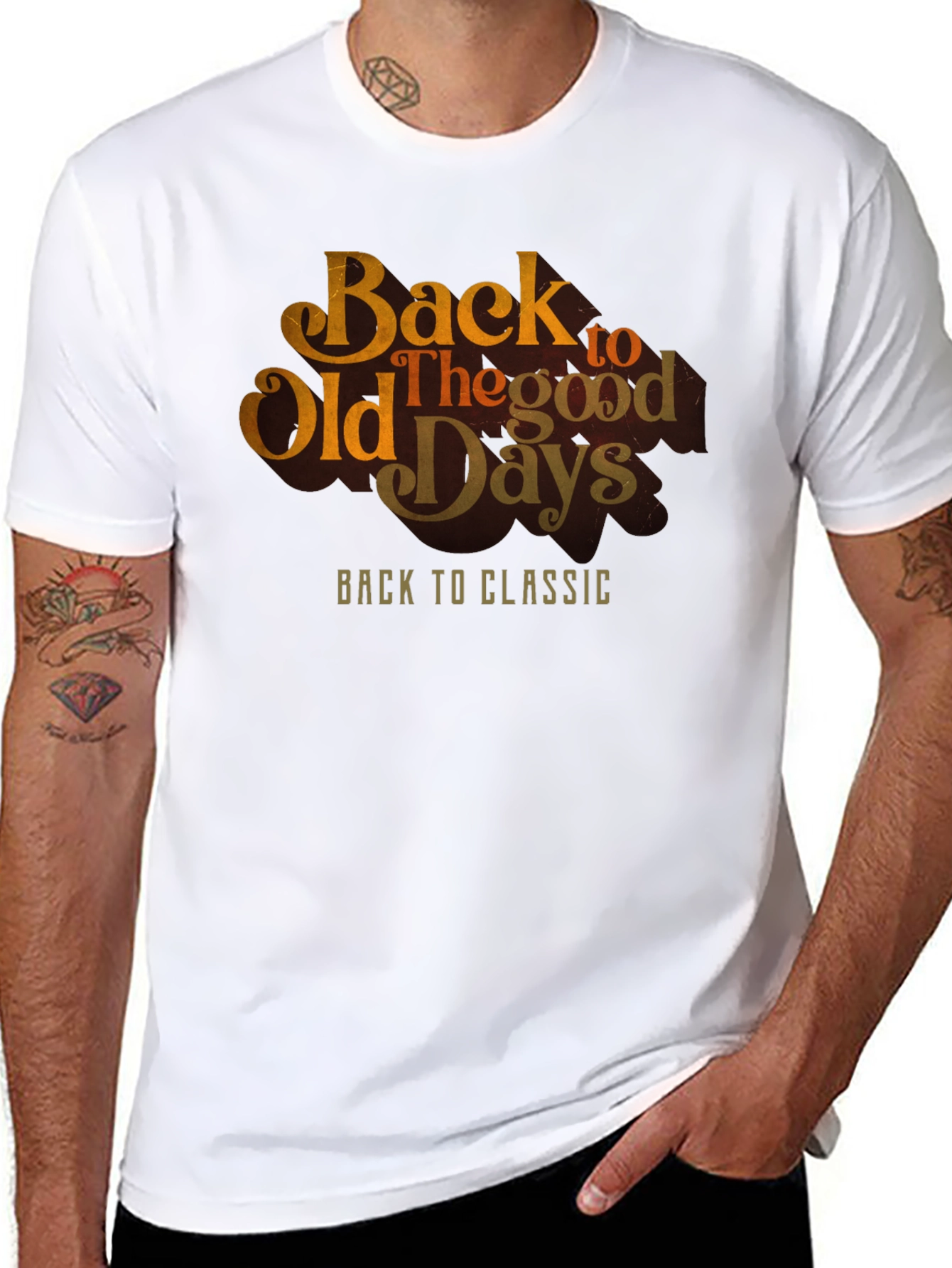 Black Back to Old Days Graphic T-Shirt - Vintage Classic Tee view 8