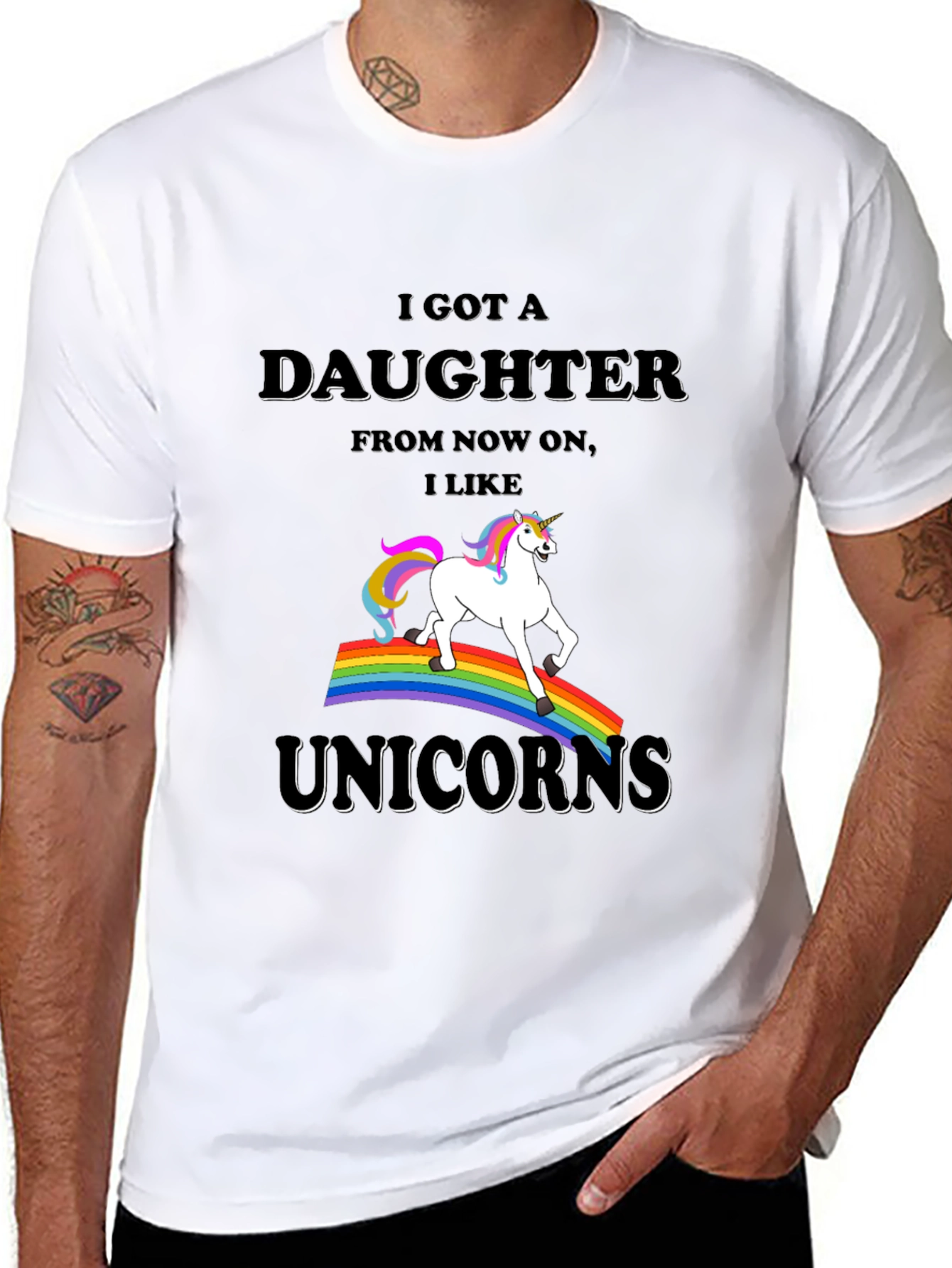 Black I Got a Daughter Unicorn T-Shirt view 8