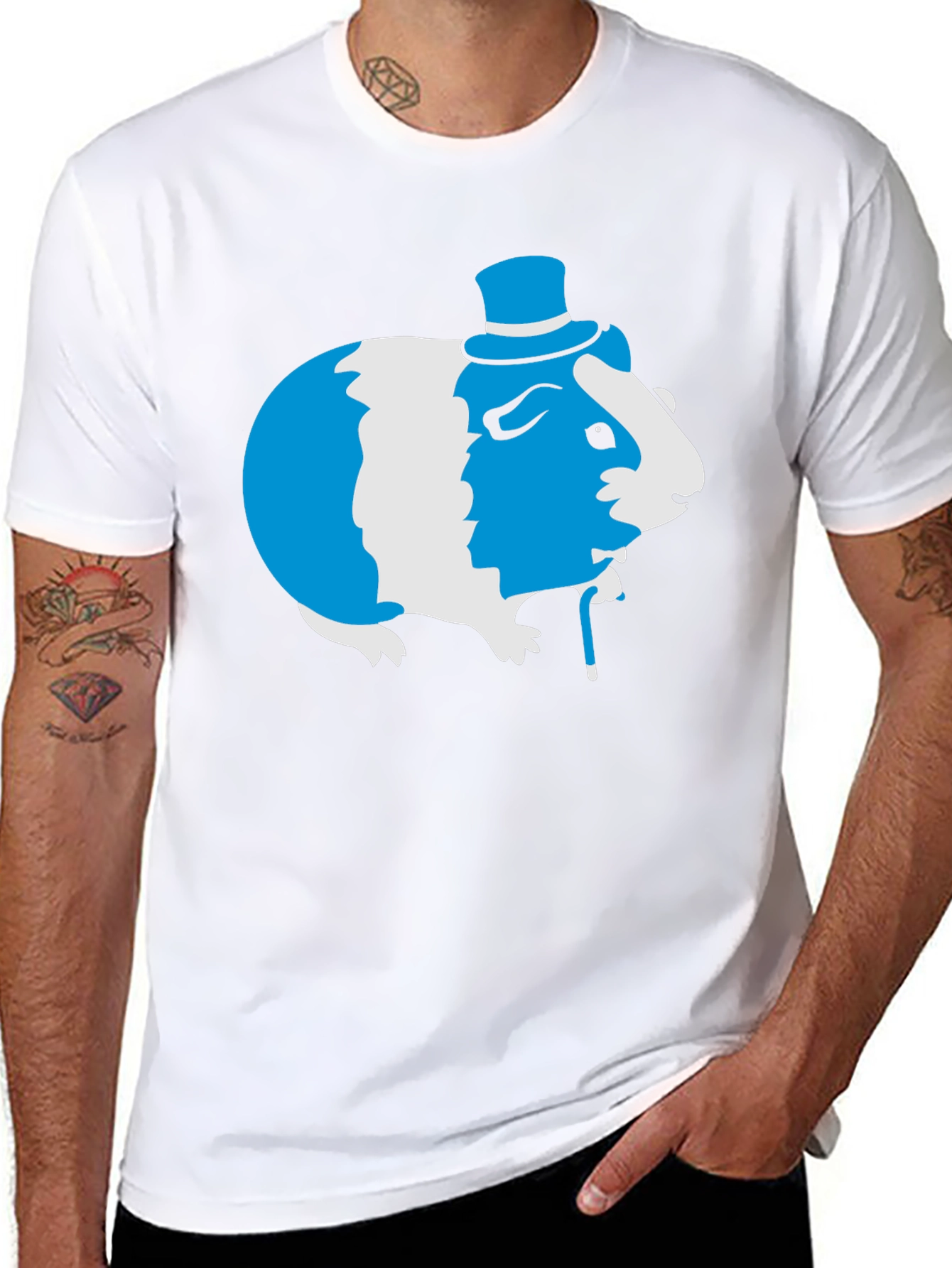 Guinea Pig Top Hat Tee - Unique Graphic T-Shirt - 8