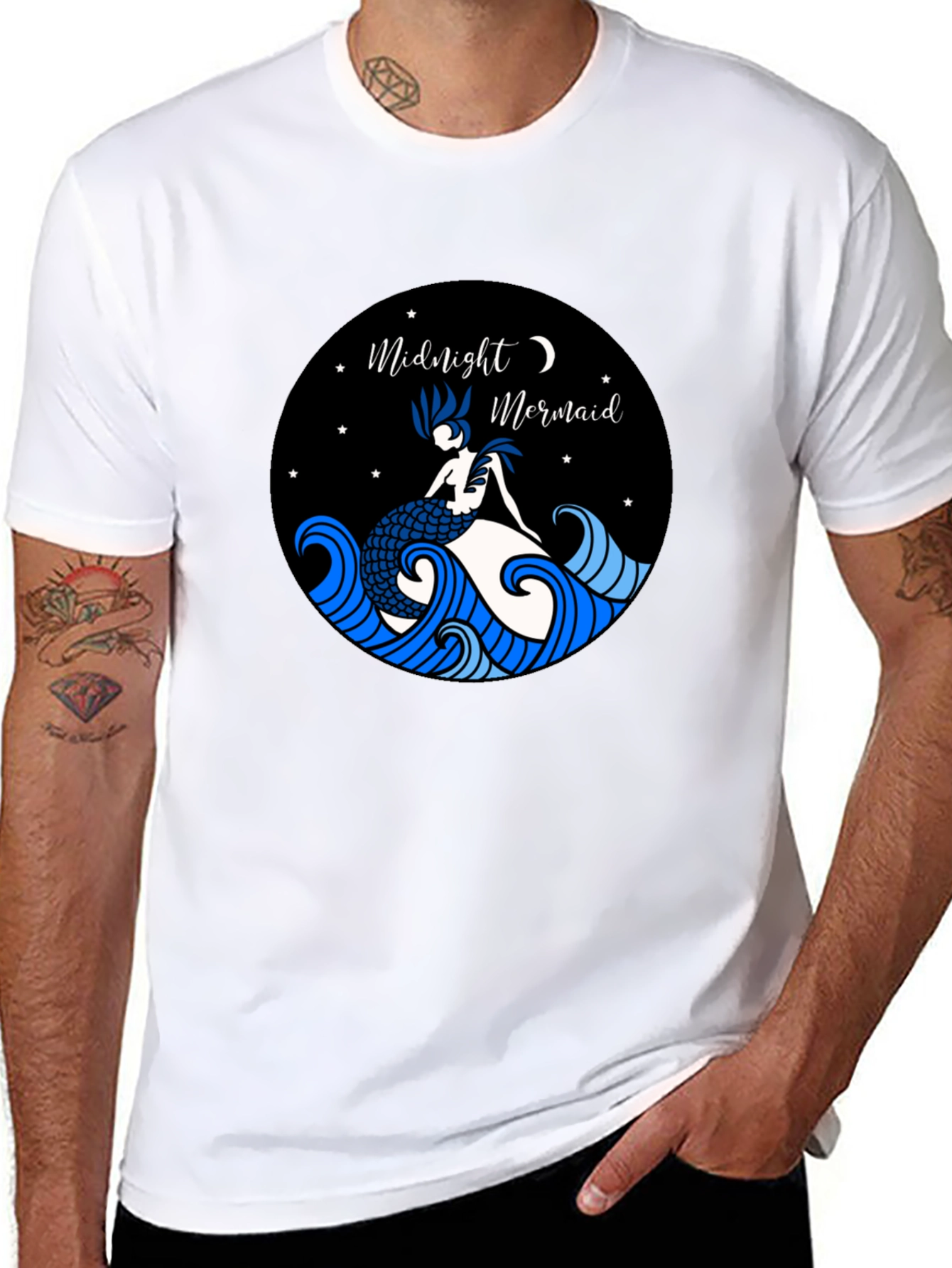 Black Midnight Mermaid Graphic Tee view 8
