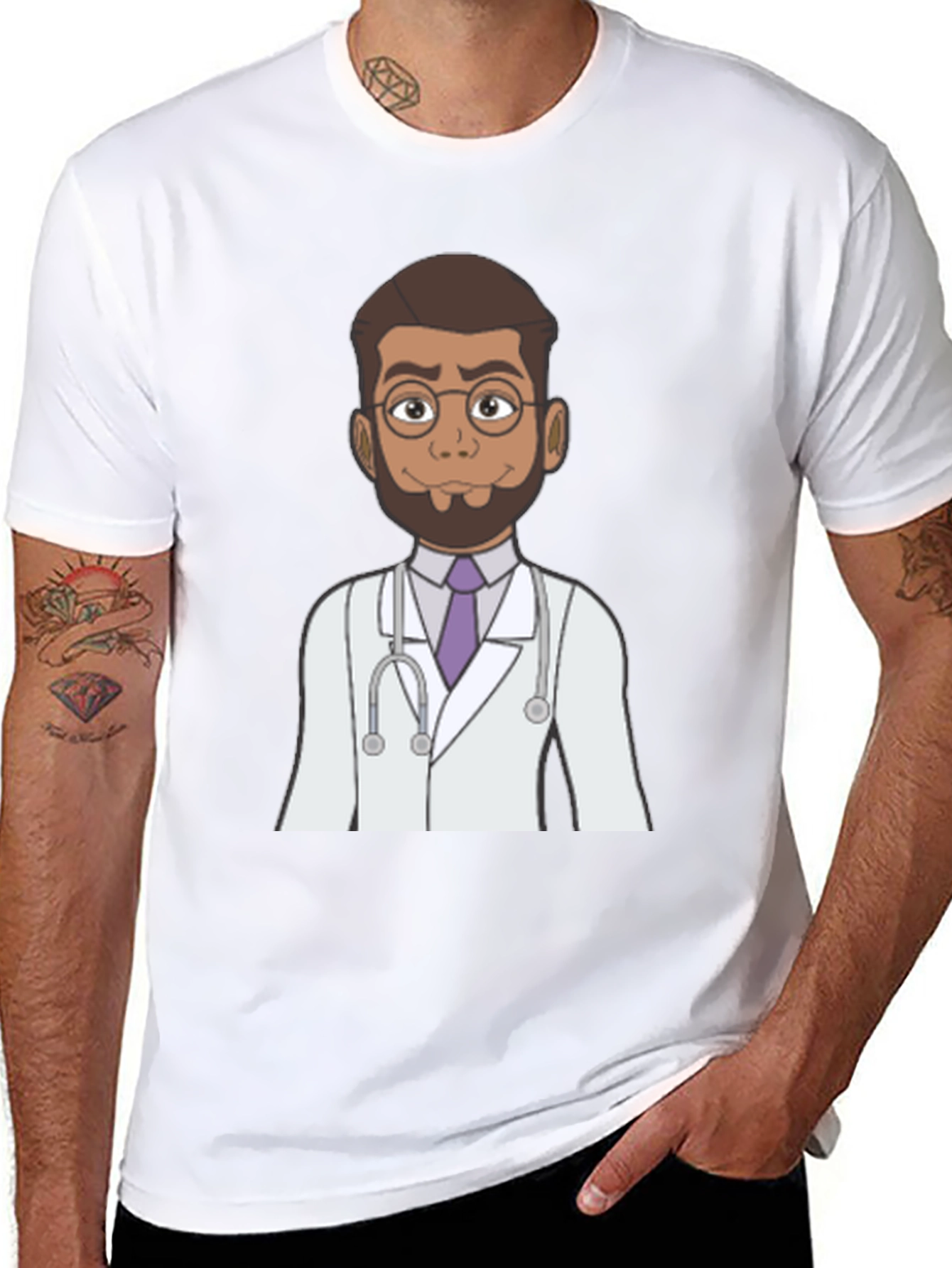 Black Doctor Cartoon Graphic T-Shirt view 8