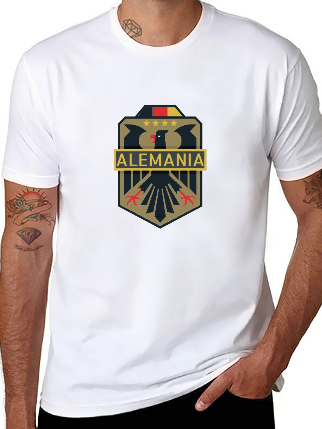 Black Alemania Eagle Crest Graphic Tee - Black view 8