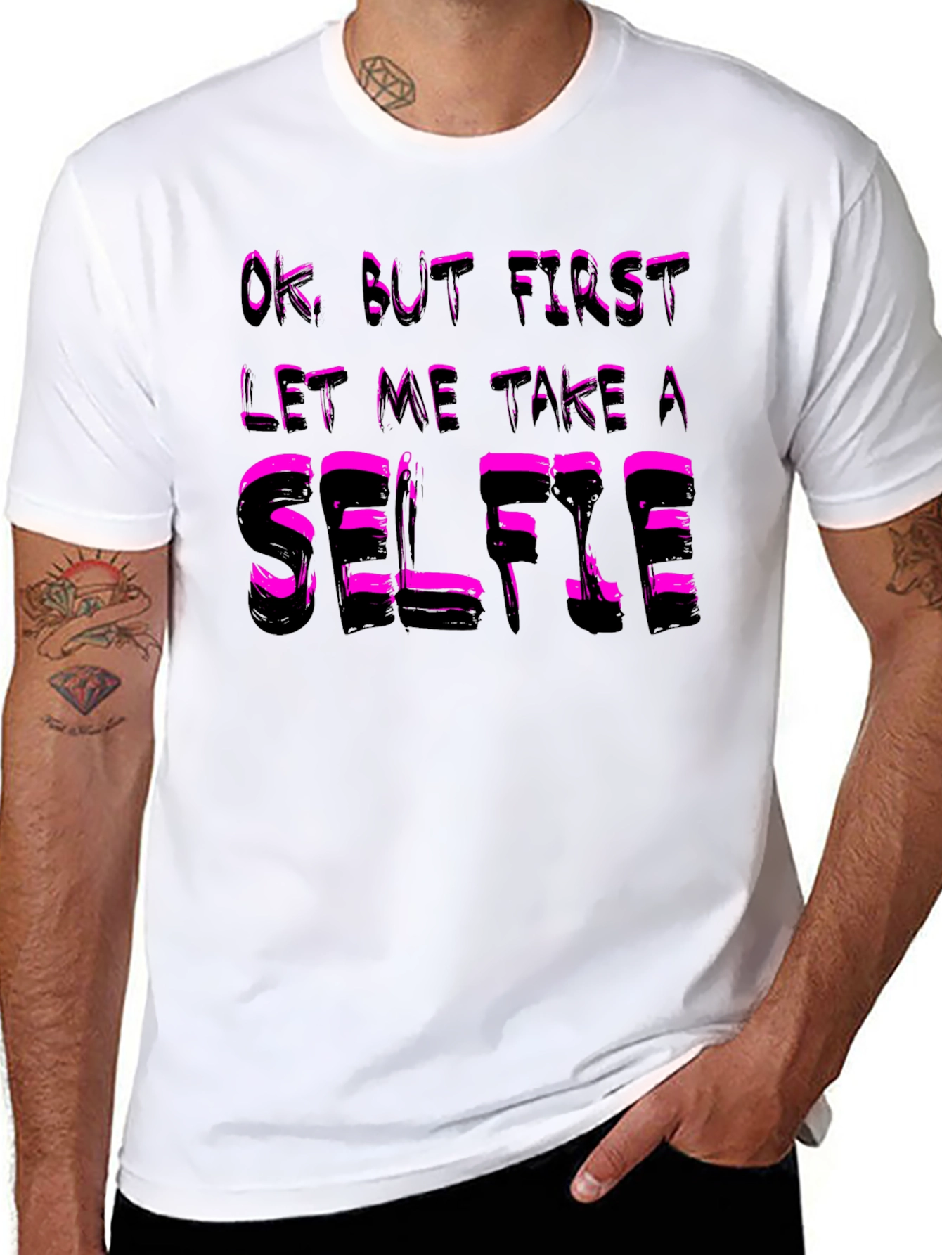 Black Selfie T-Shirt - Funny Black Cotton Tee view 8