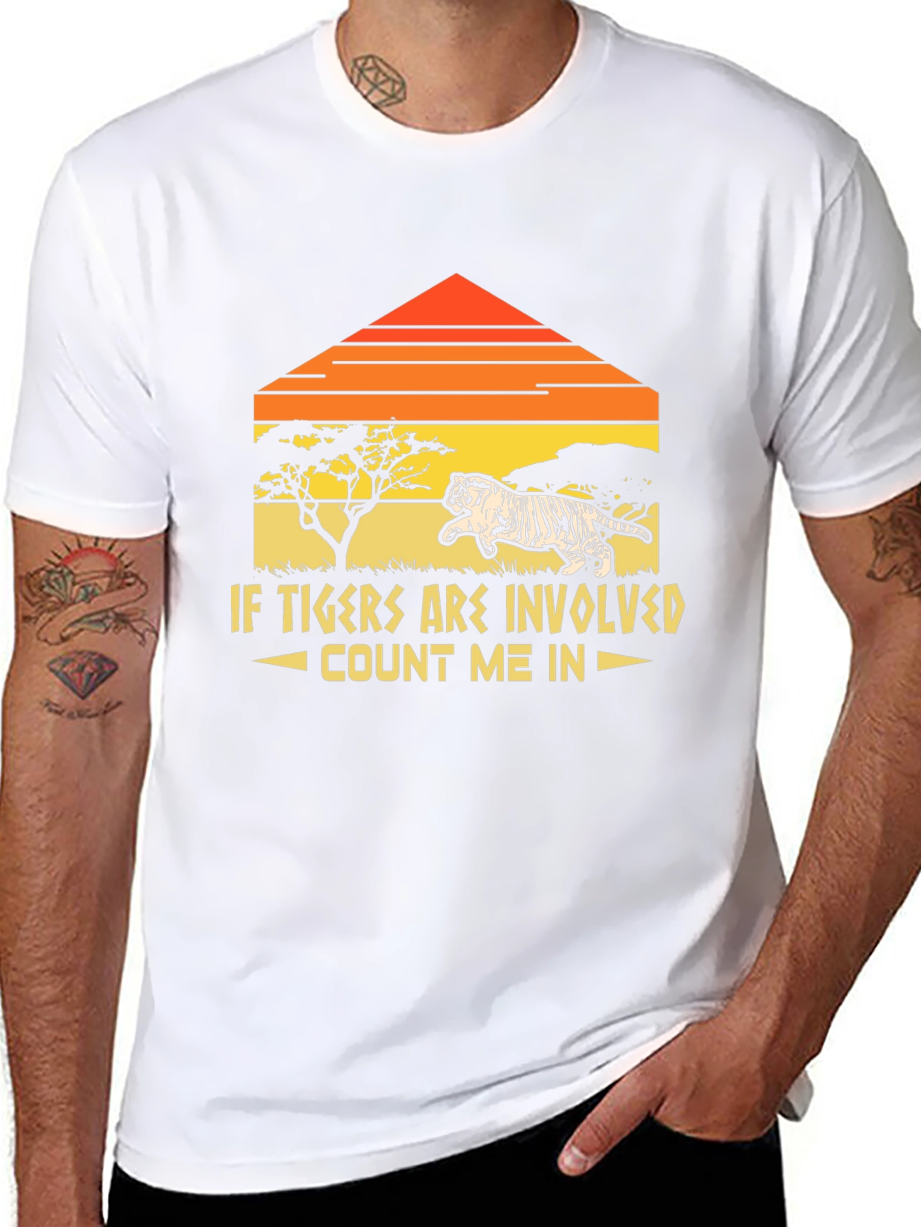 Black Tigers Involved Graphic T-Shirt - Safari Sunset Tee view 8