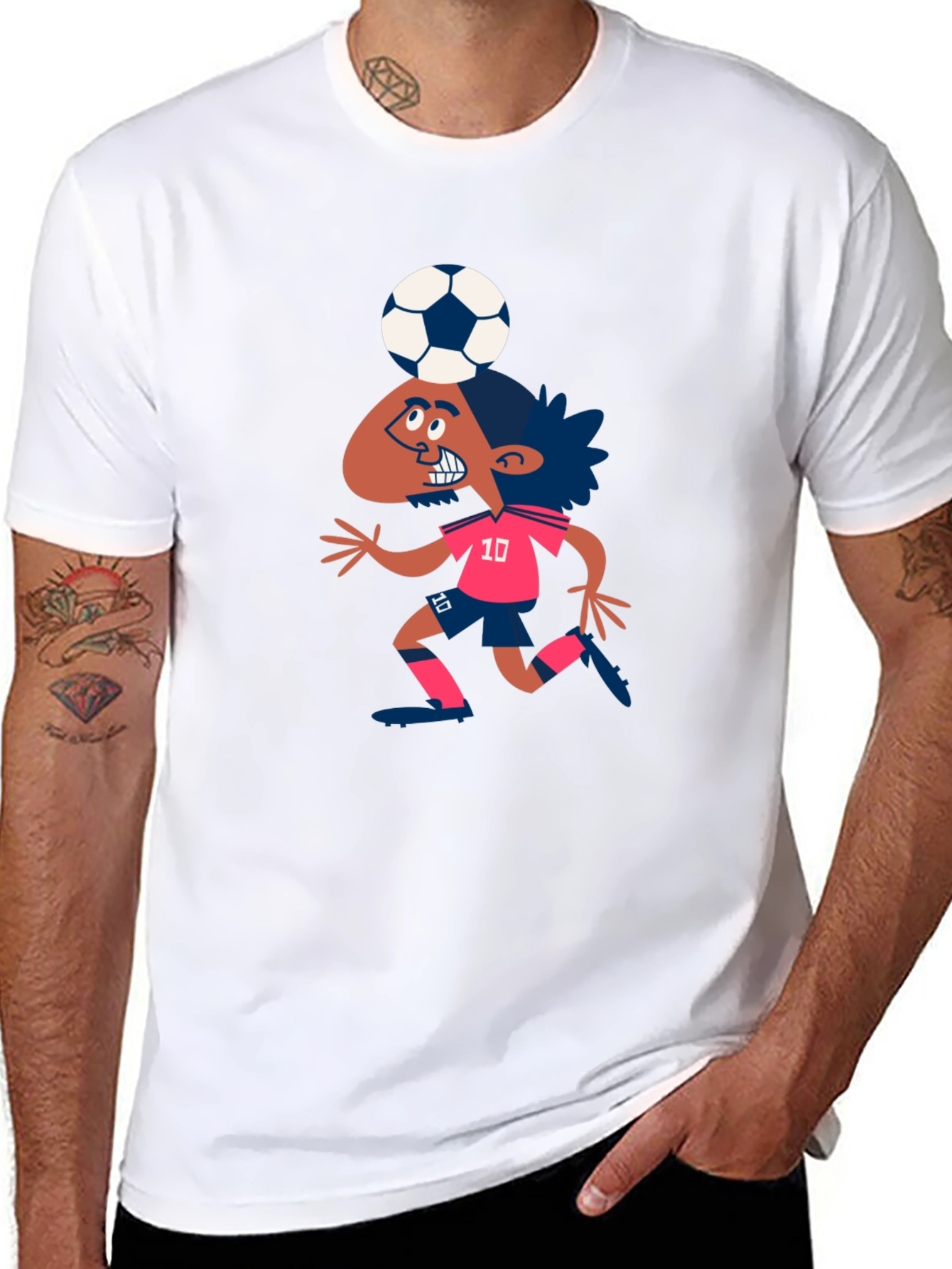 Black Cartoon Soccer Player Graphic T-Shirt view 8