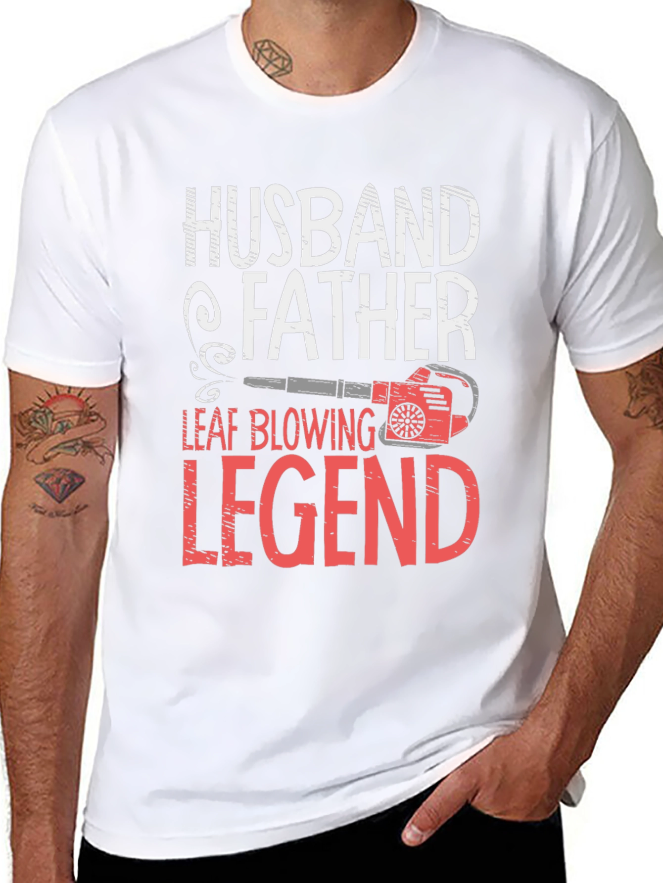 Black Husband Father Leaf Blowing Legend T-Shirt view 8