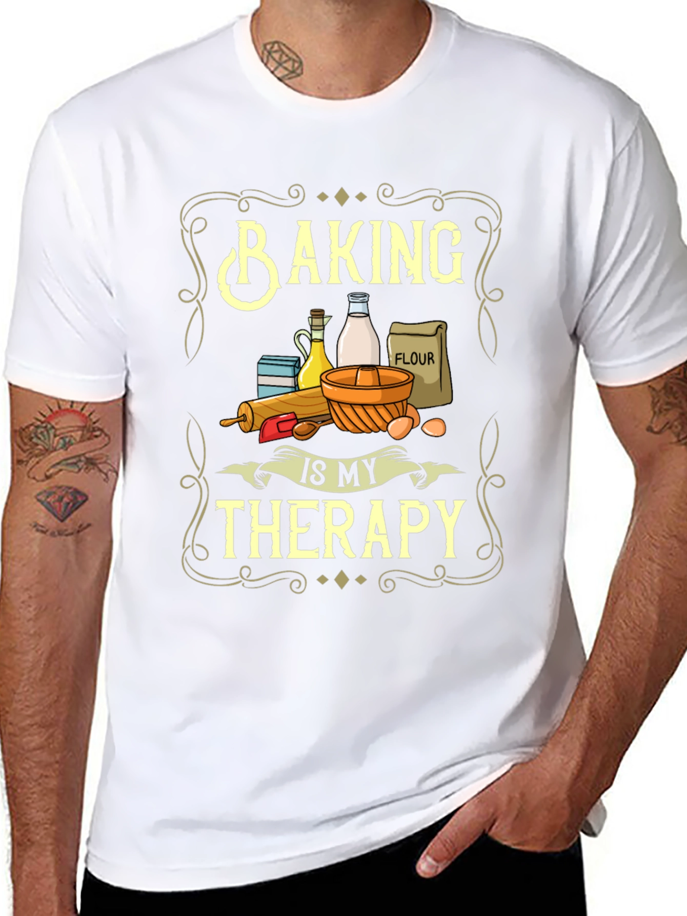 Black Baking Is My Therapy Graphic T-Shirt view 8