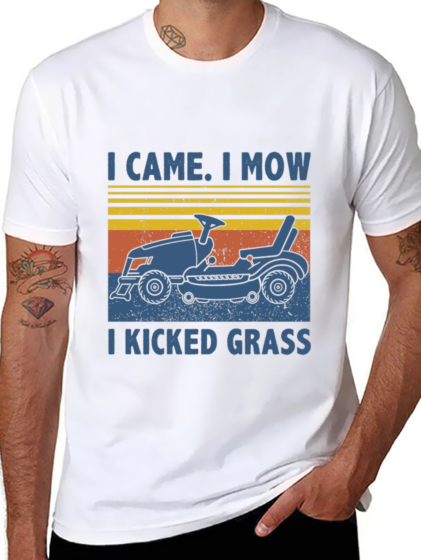 Black I Came I Mow T-Shirt - Lawn Mower Humor view 8