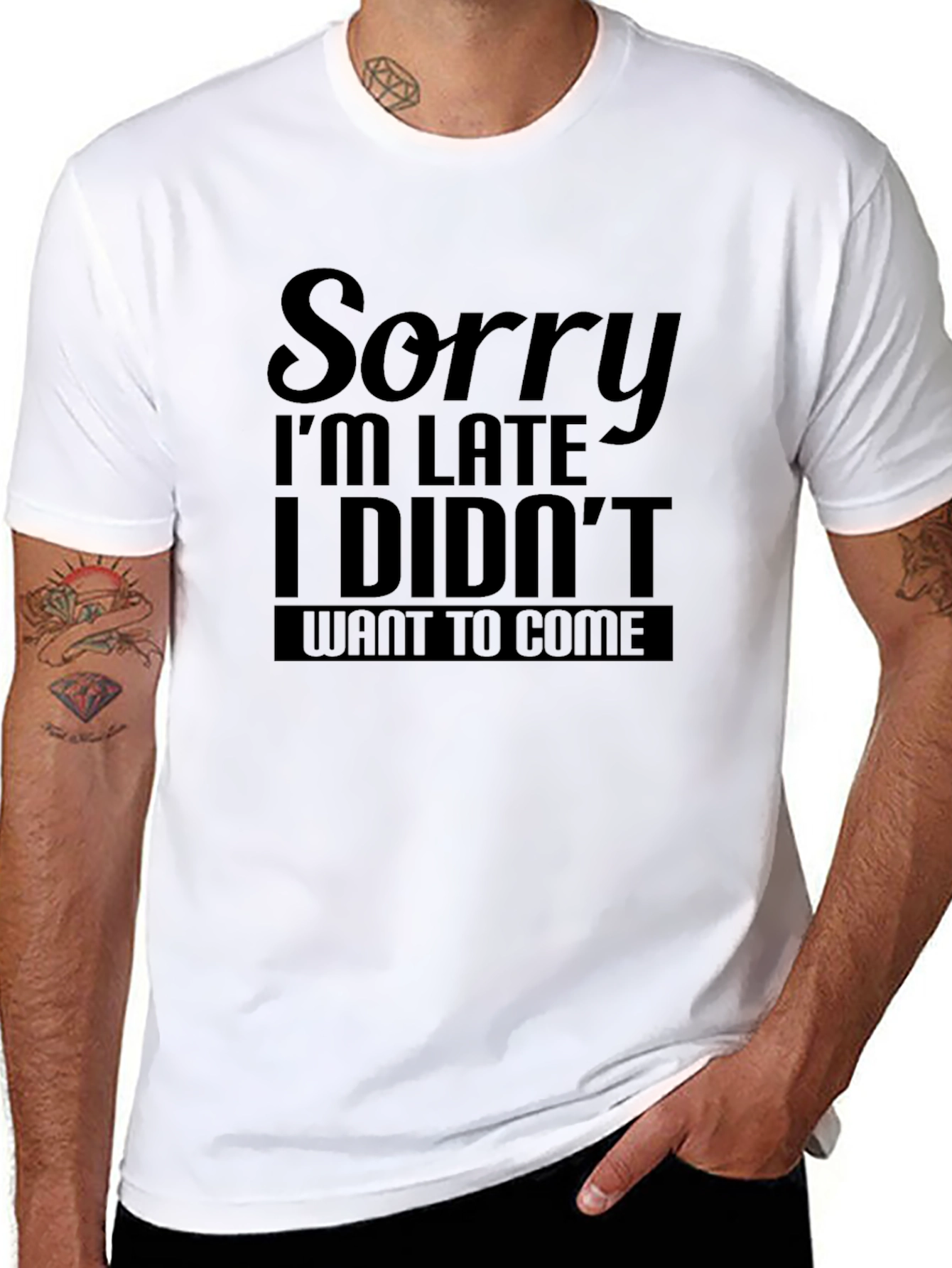 Black Funny Sorry I'm Late T-Shirt view 8