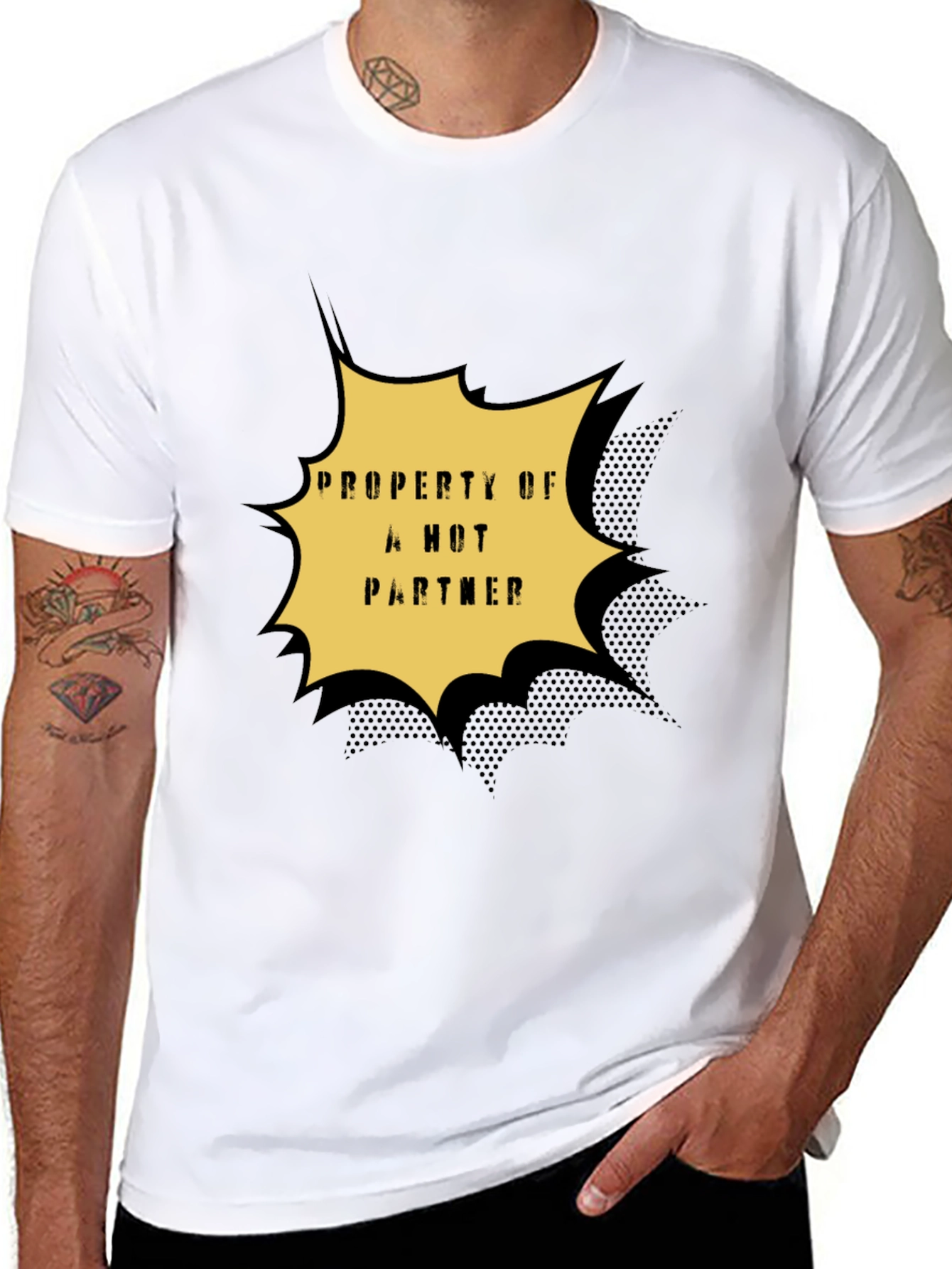 Black Property of a Hot Partner Graphic Tee - Black view 8