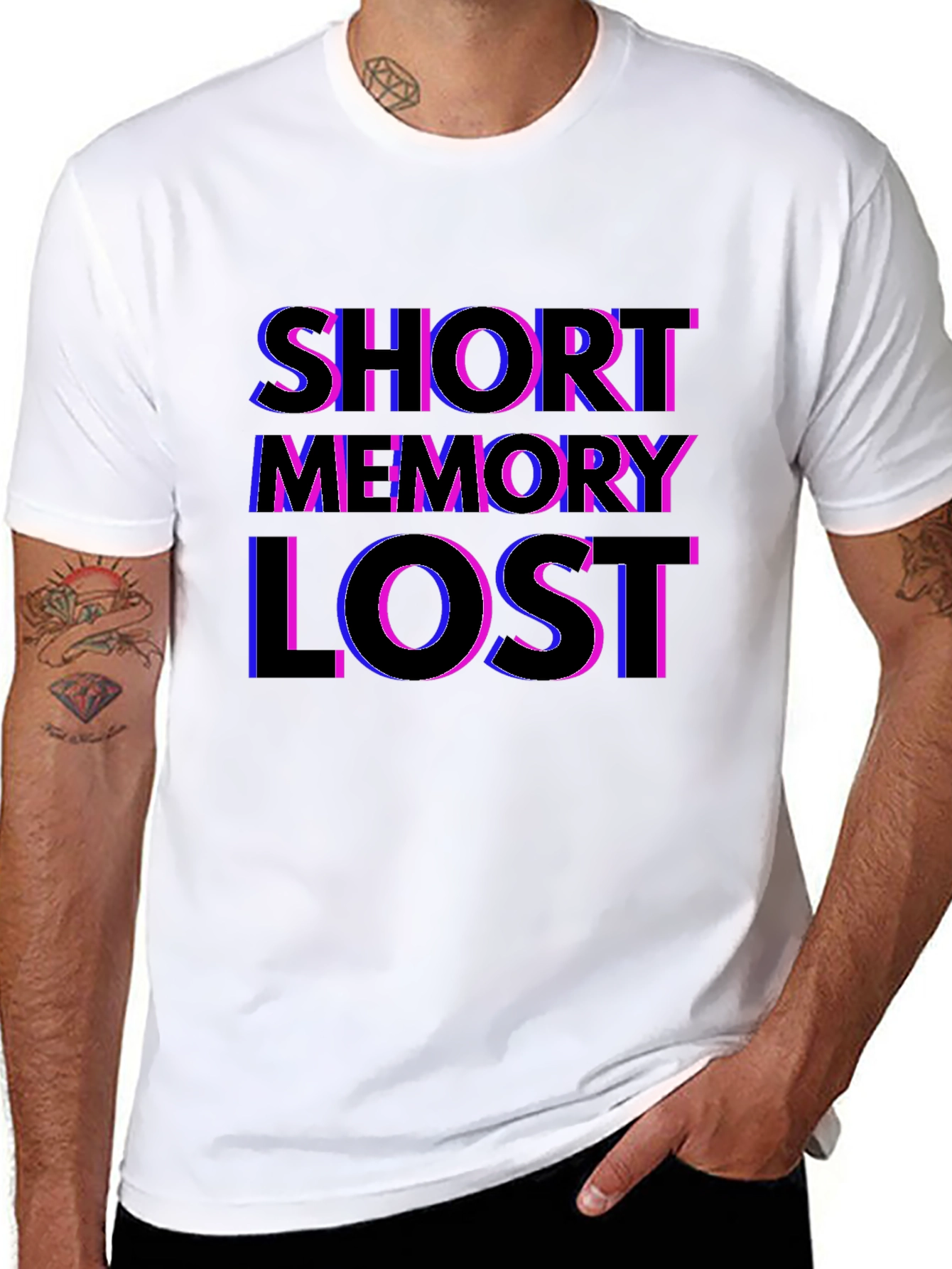 Black Short Memory Lost Funny Slogan Tee view 8