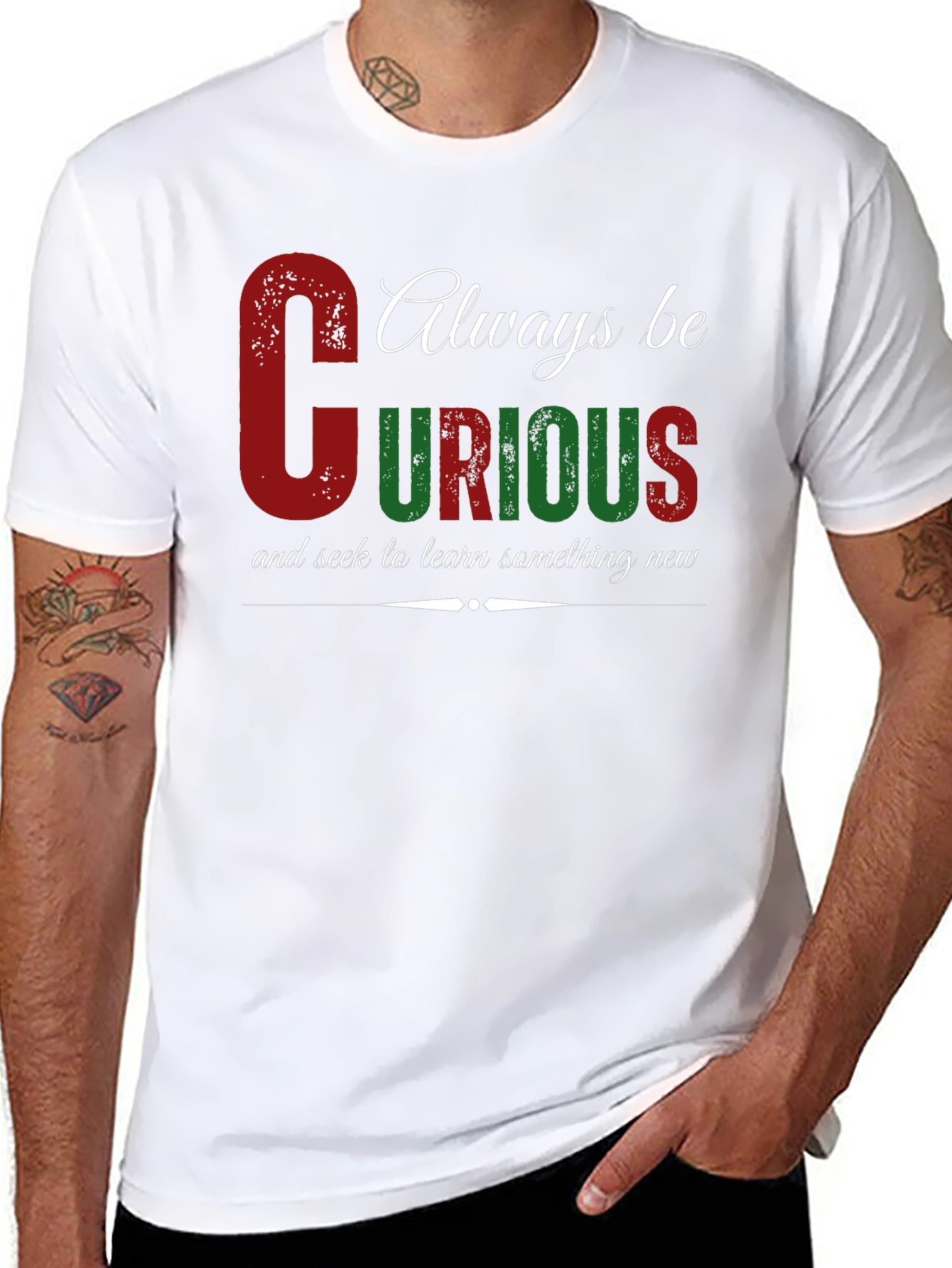 Black Always Be Curious Graphic Tee view 8