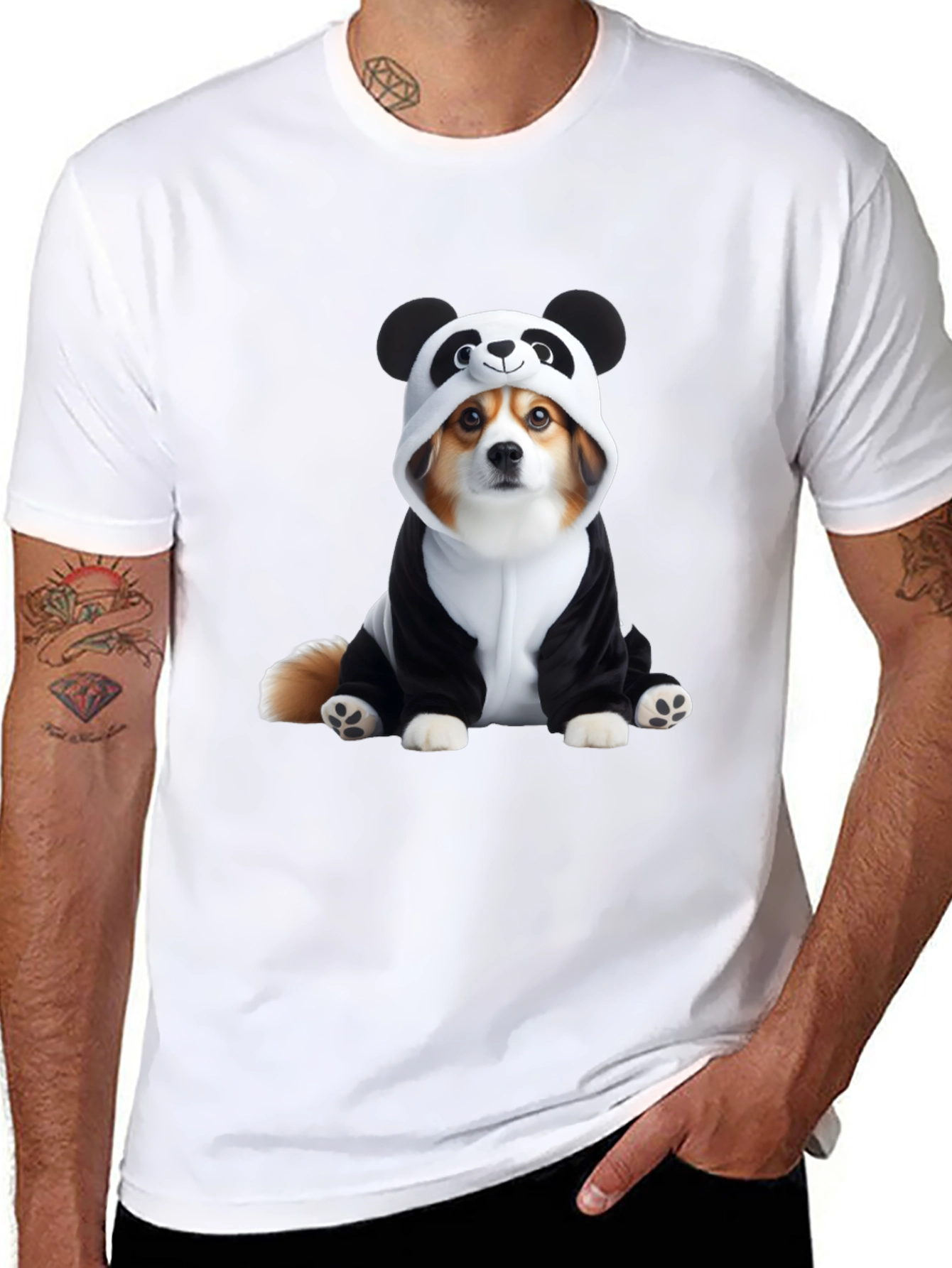 Black Dog Panda Costume T-Shirt view 8