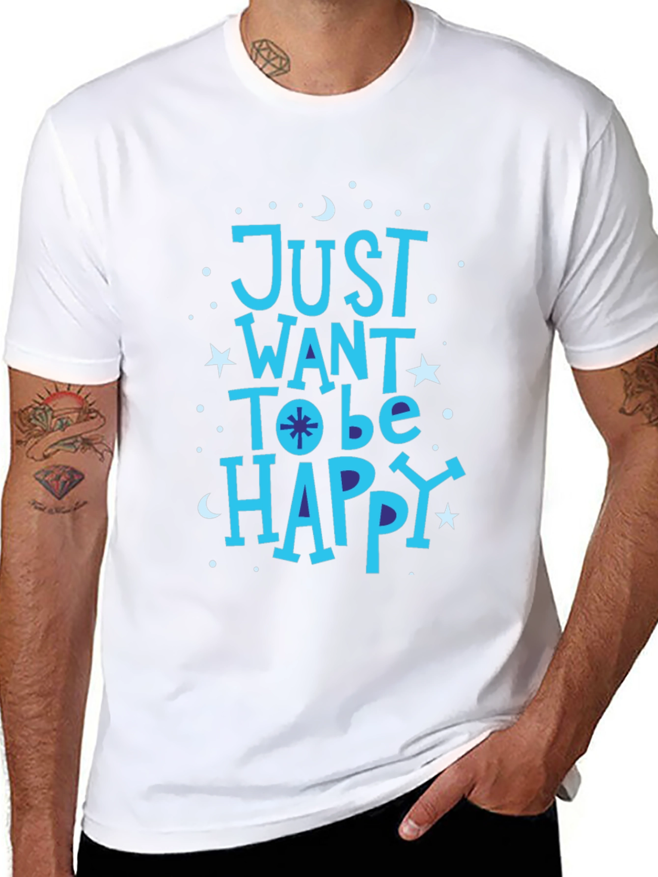 Black Just Want To Be Happy Graphic T-Shirt view 8