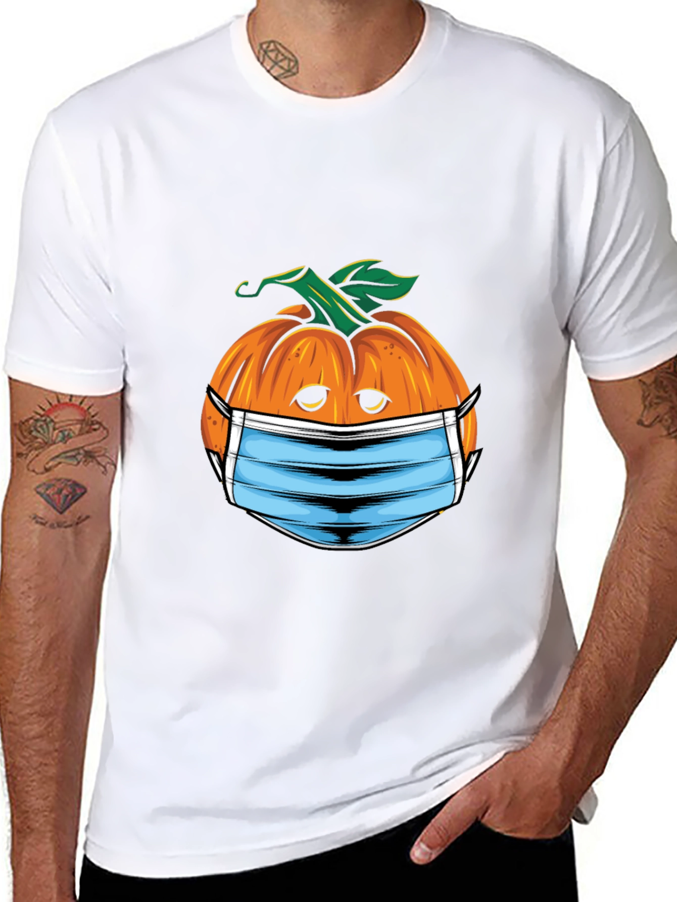 Black Masked Pumpkin Graphic Tee - Halloween Ready! view 8