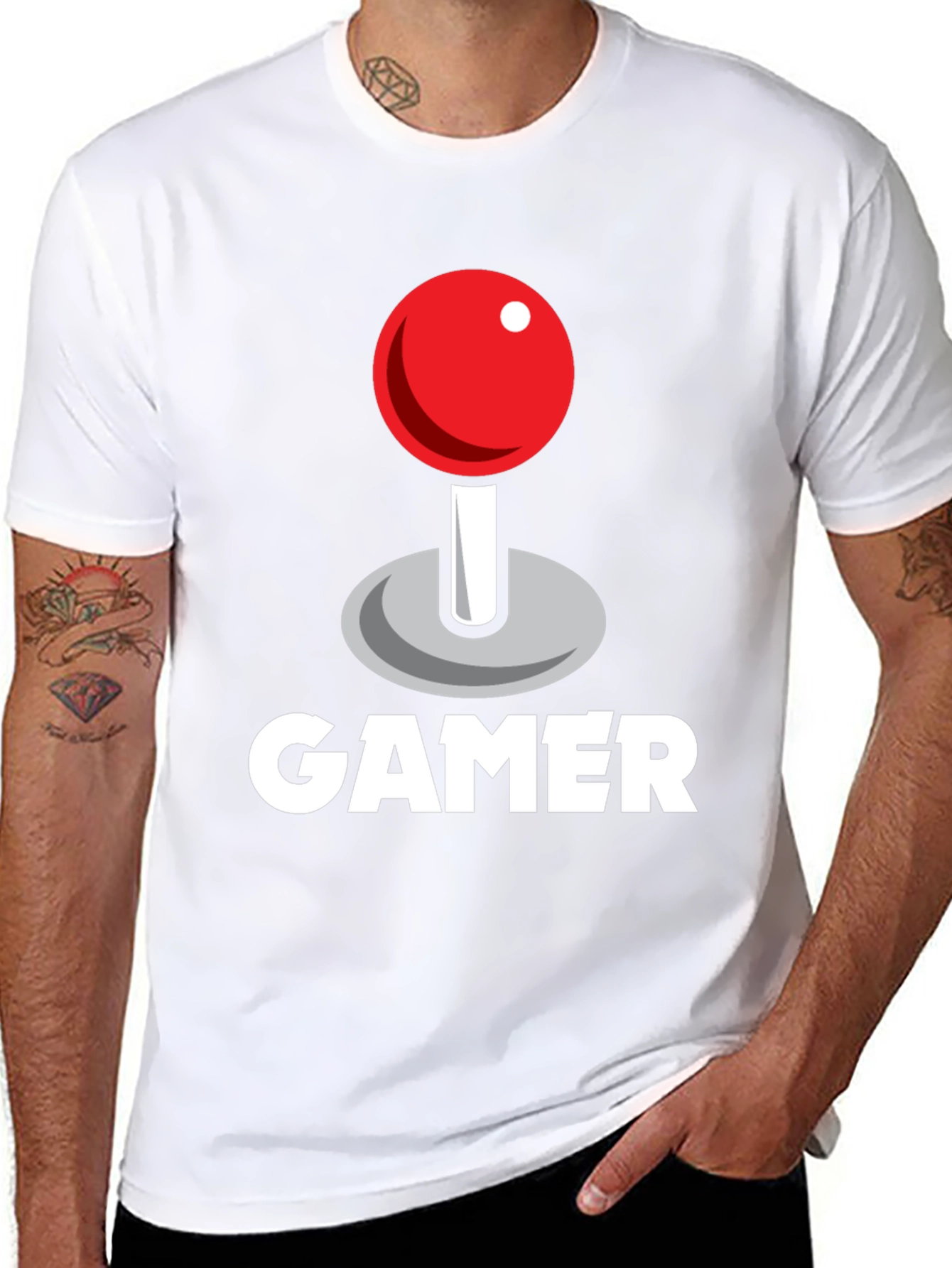Black Gamer Joystick Graphic Tee - Black Cotton T-Shirt view 8