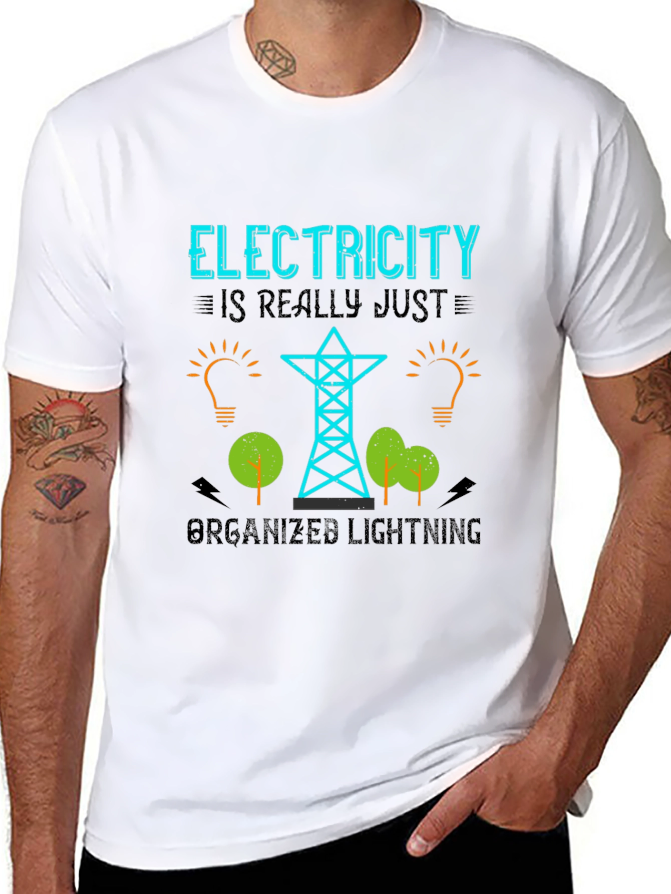 Black Electricity is Really Just Organized Lightning T-Shirt view 8