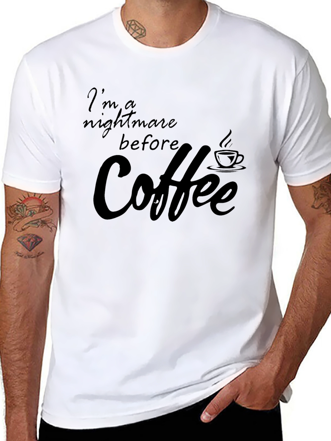 Black Nightmare Before Coffee Graphic Tee - Soft Cotton Blend view 8