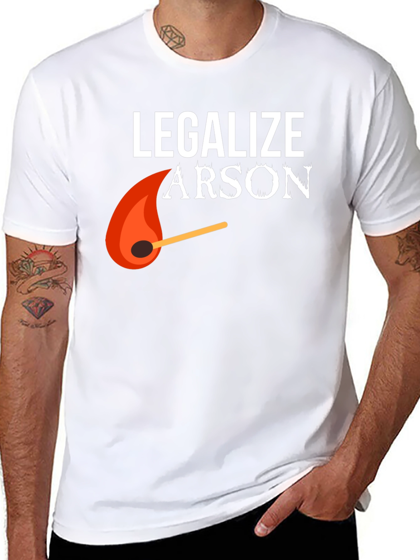 Black Legalize Arson Graphic Tee - Funny Fire Starter Shirt view 8