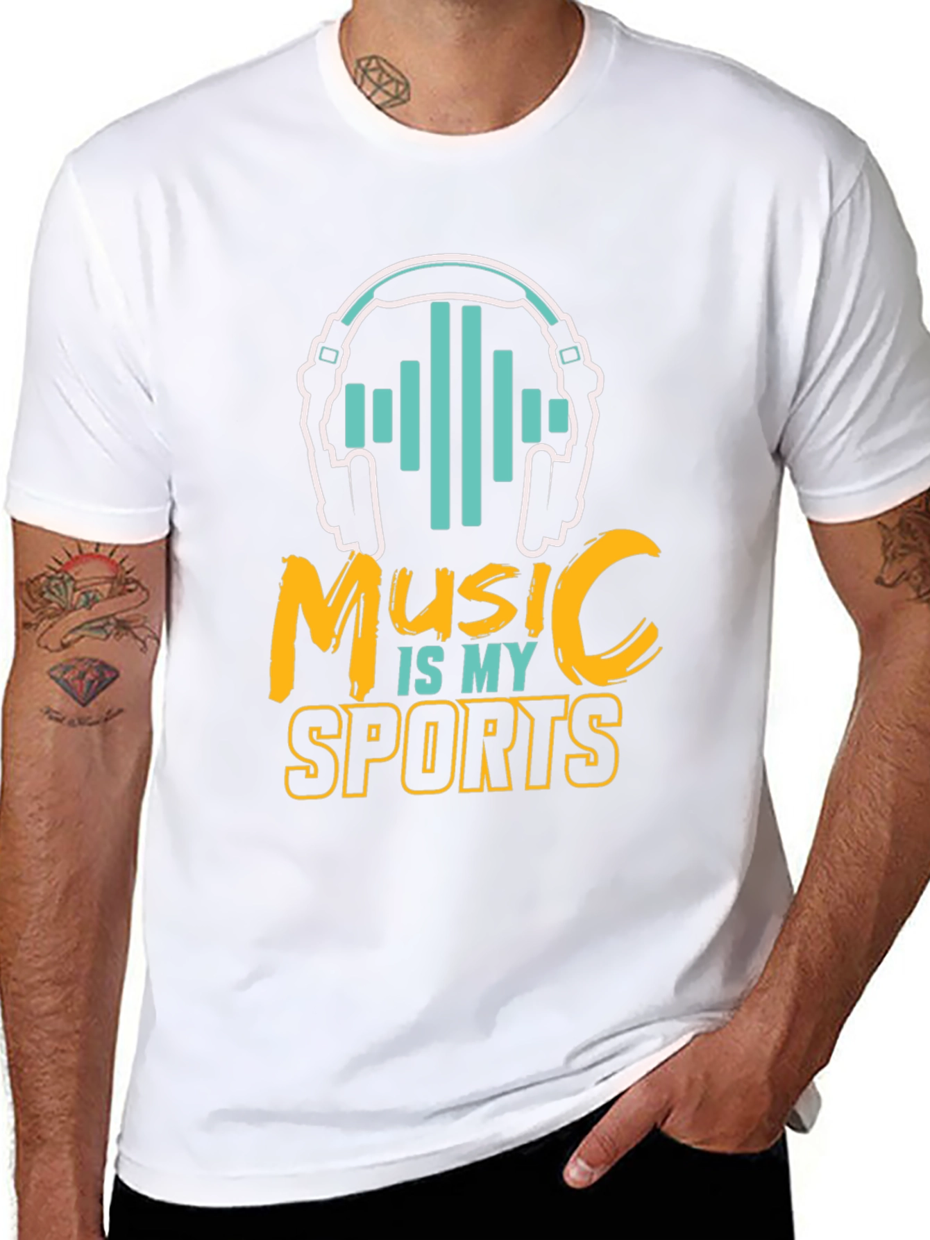 Black Music is My Sport Graphic Tee - Black Cotton T-Shirt view 8