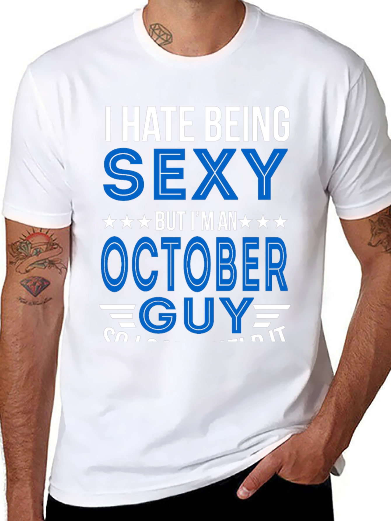 Black I Hate Being Sexy October Guy T-Shirt view 8