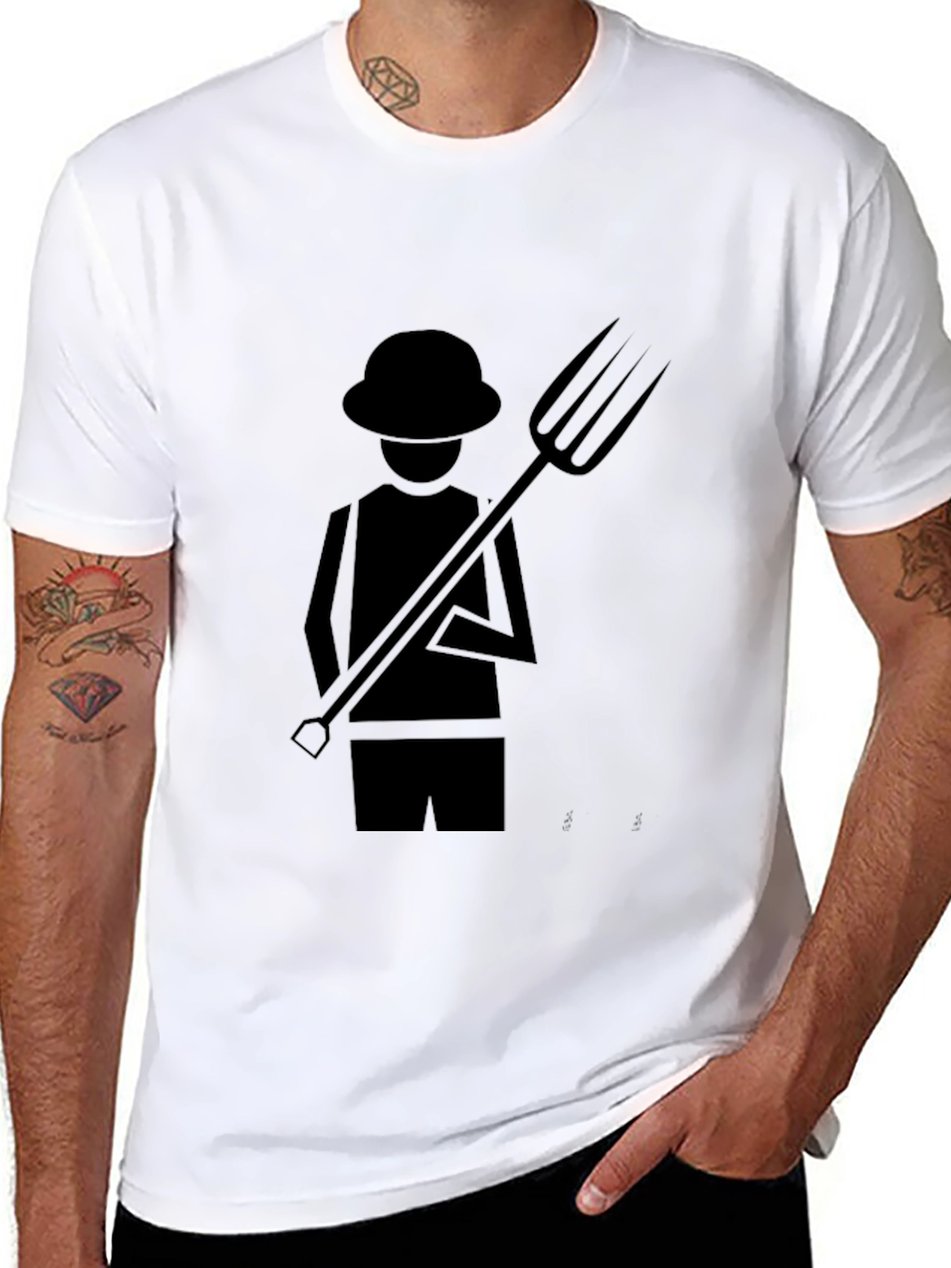 Black Farmer Graphic T-Shirt - Black Cotton Tee view 8