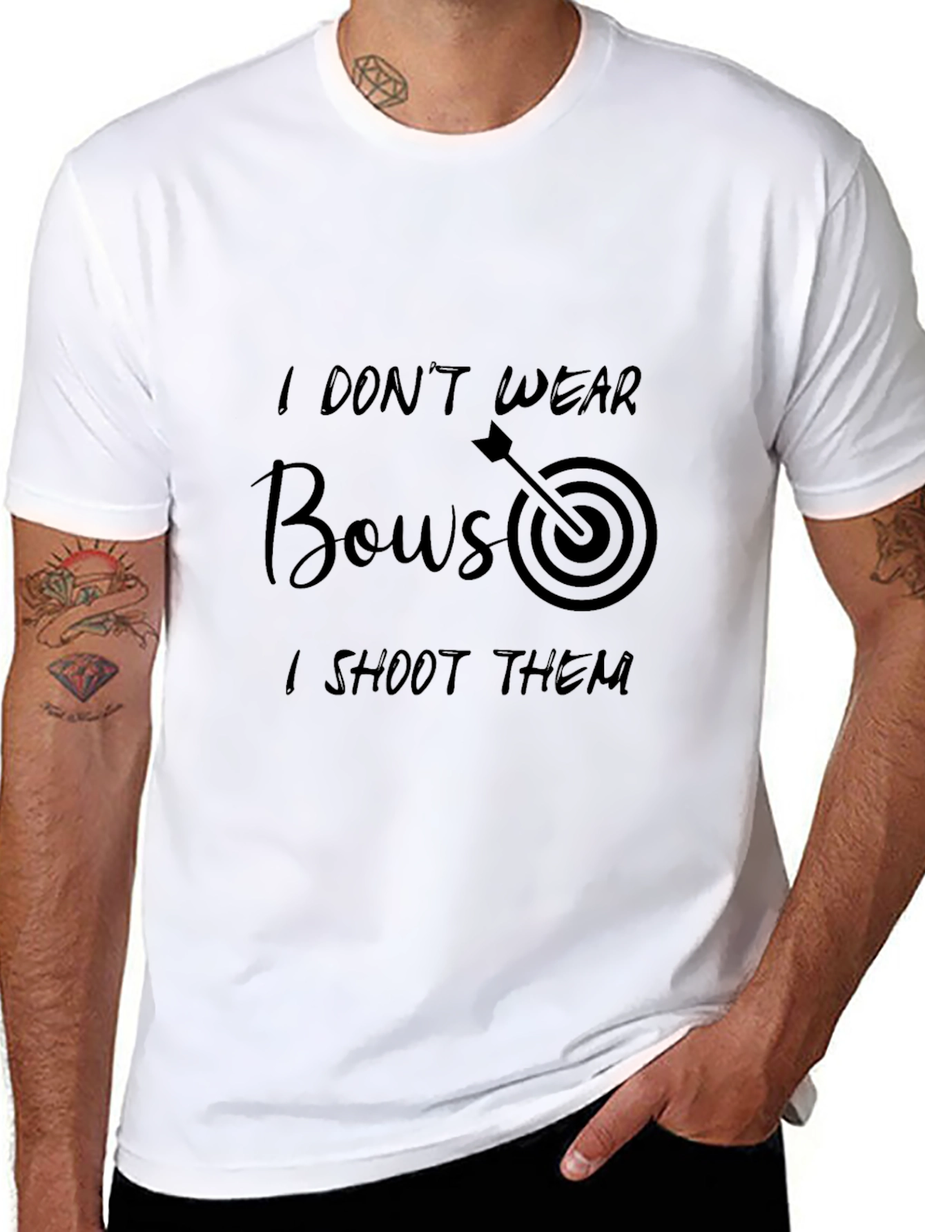 Black I Don't Wear Bows, I Shoot Them Graphic Tee view 8