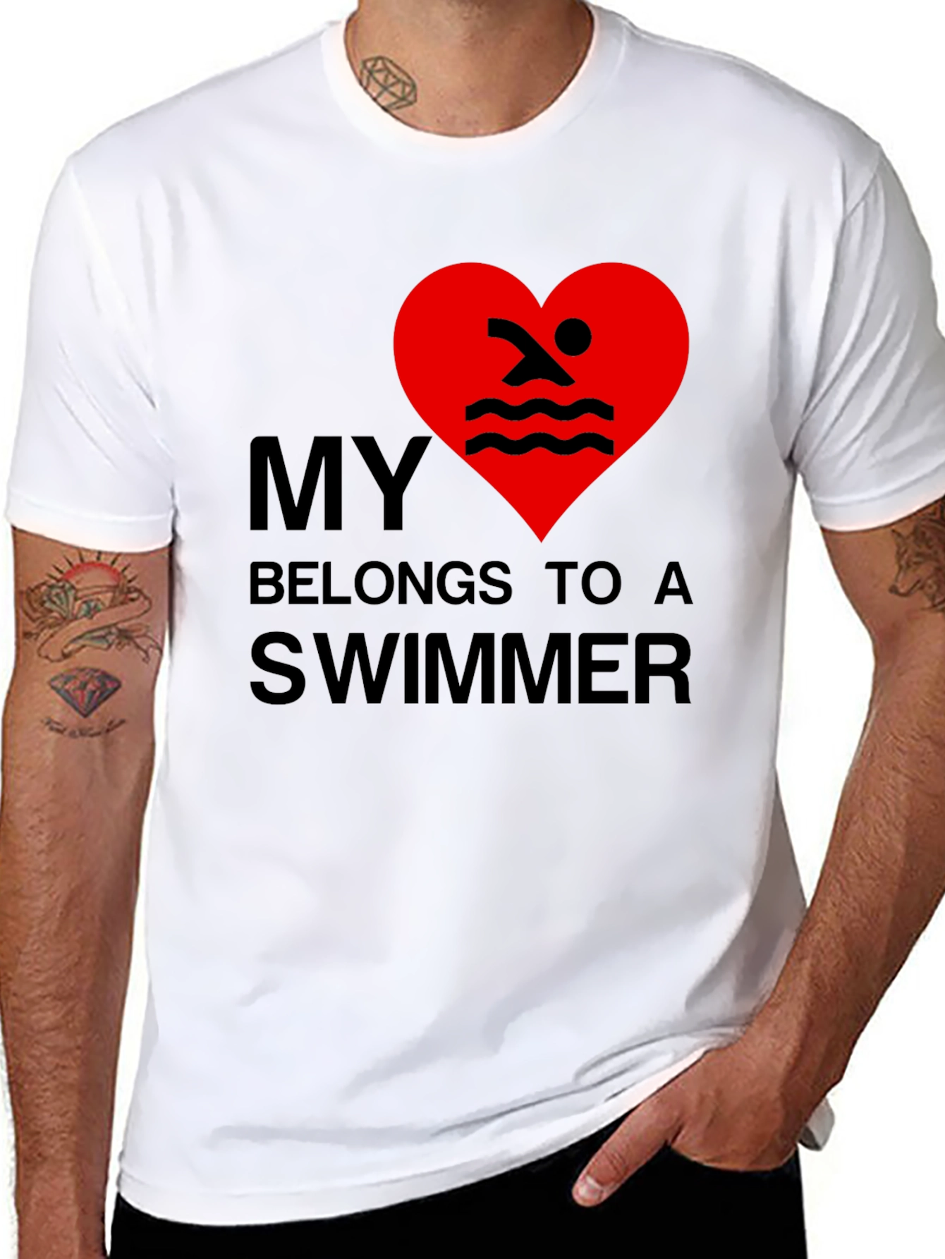 Black My Heart Belongs to a Swimmer - Novelty T-Shirt view 8
