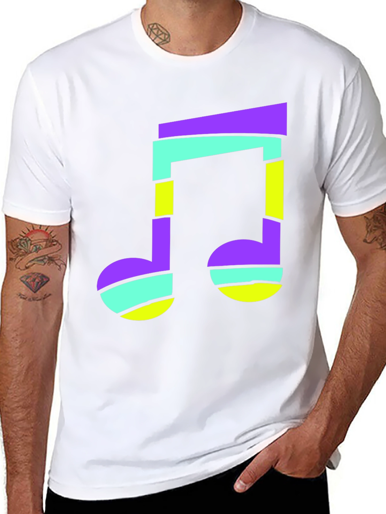 Black Funky Music Note Black T-Shirt view 8
