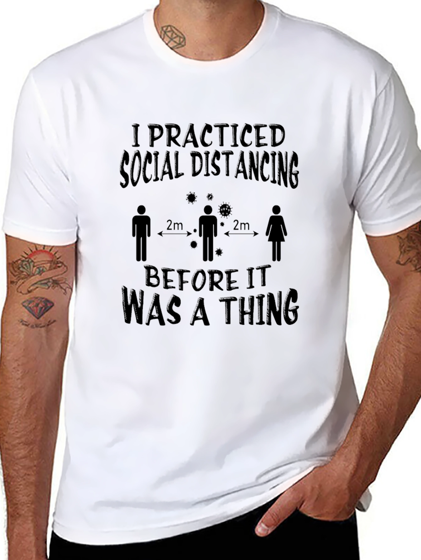Black Social Distancing T-Shirt - Black Graphic Tee view 8