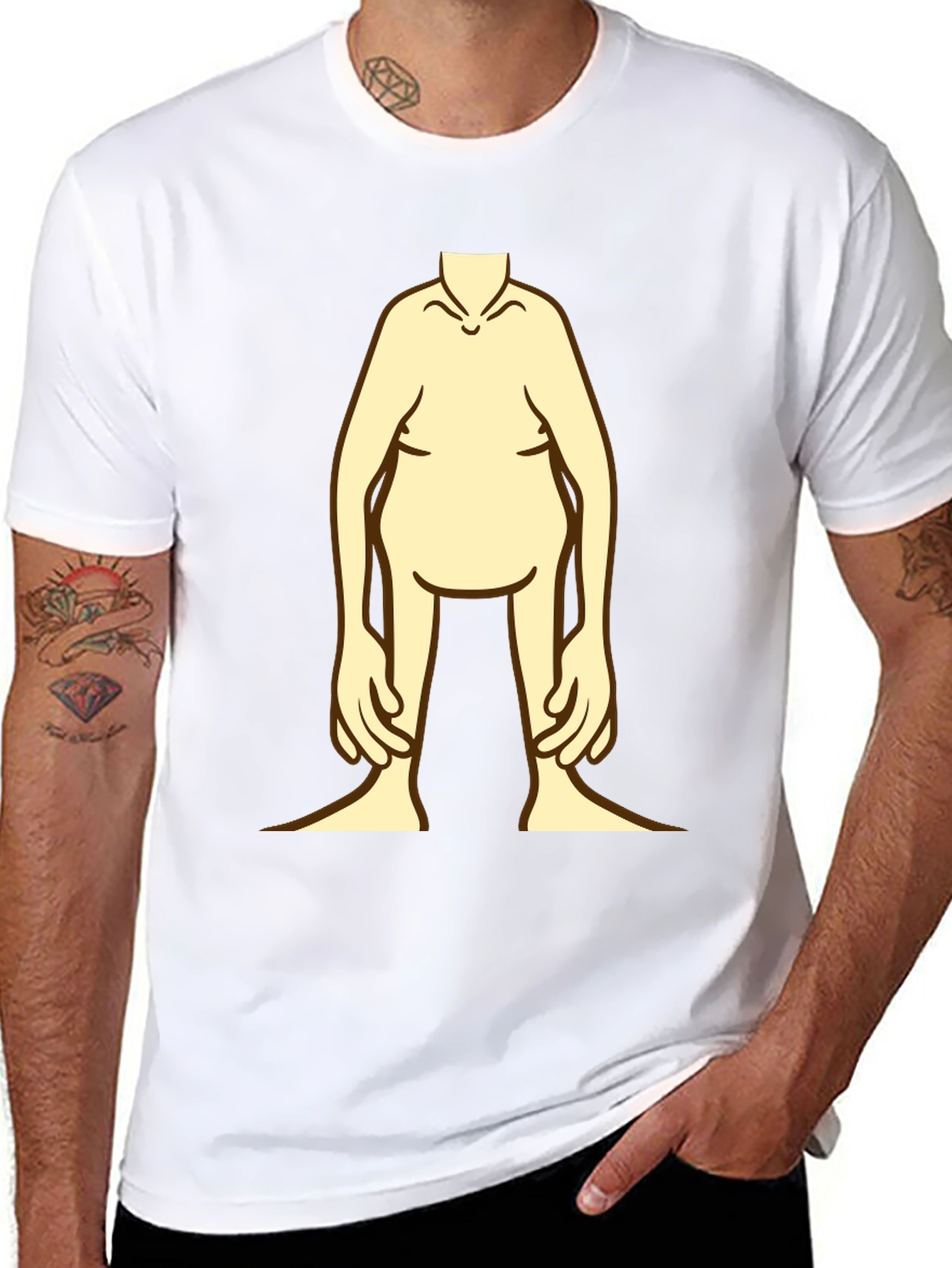 Black Funny Cartoon Body Black T-Shirt view 8