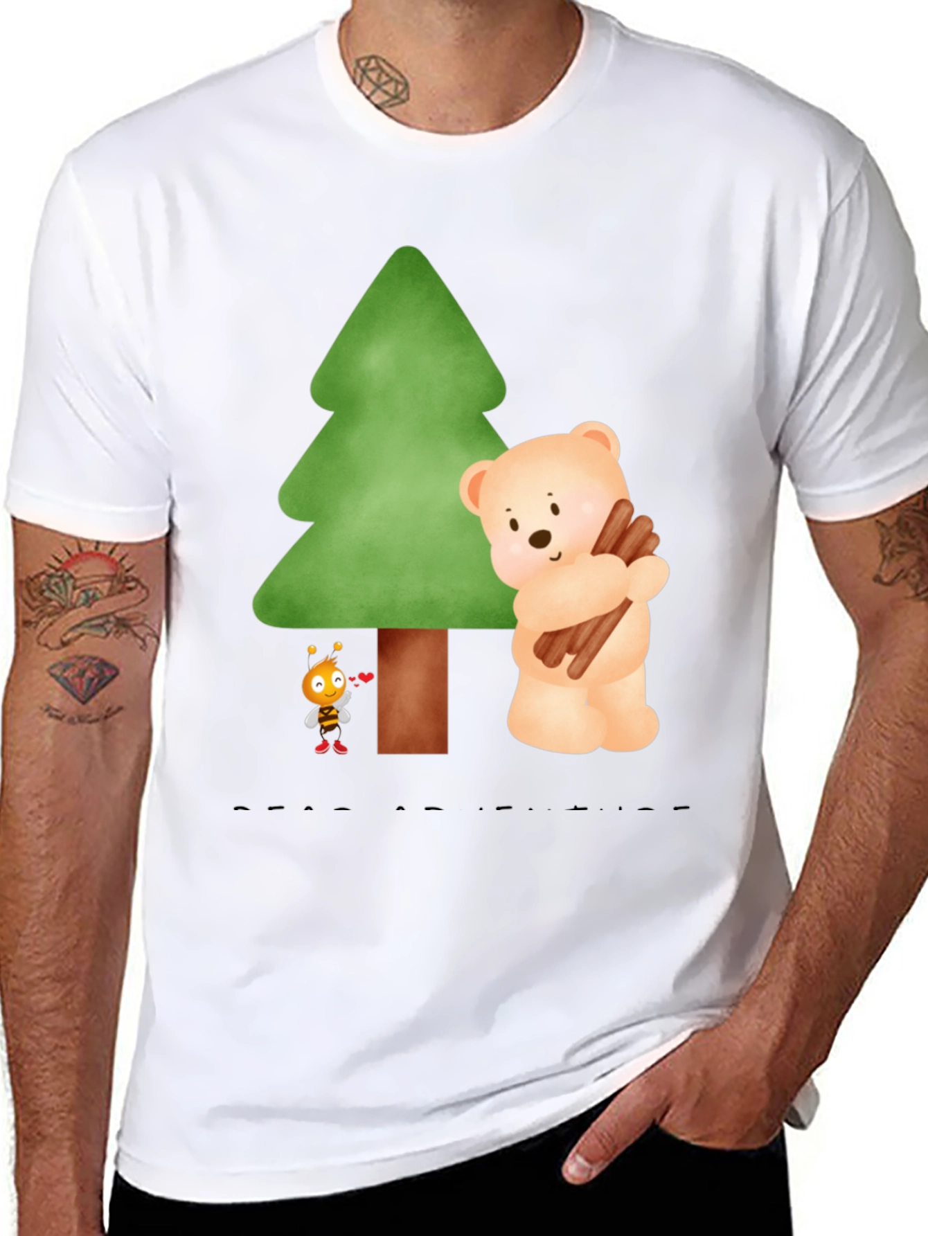 Black Cute Cartoon Nature Tee view 8