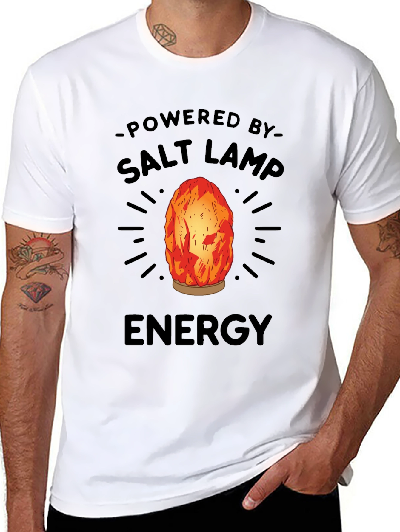 Black Powered By Salt Lamp Energy Graphic Tee view 8