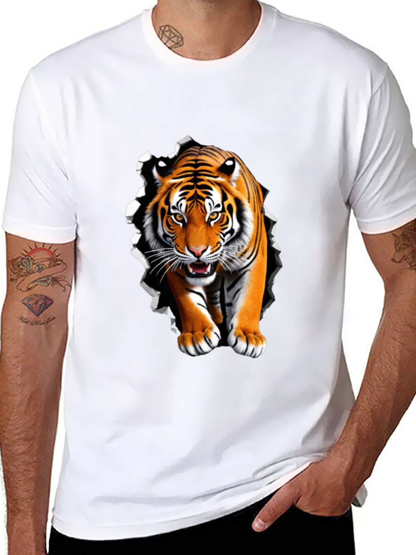 Black Tiger Graphic Black Tee - Bold Animal Print view 8